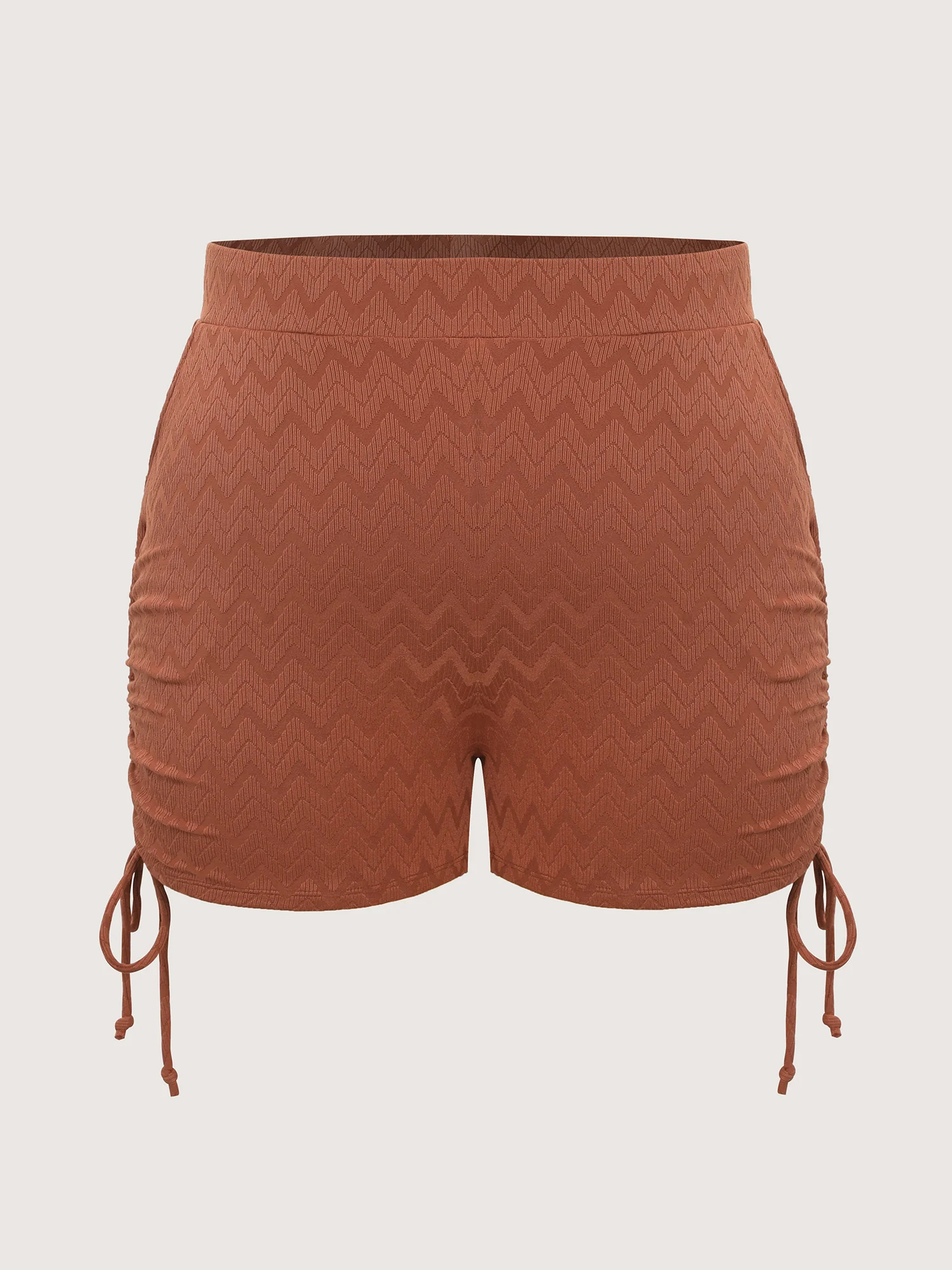 Textured Adjustable Coverage Drawstring Pocket Swim Shorts - Image 7