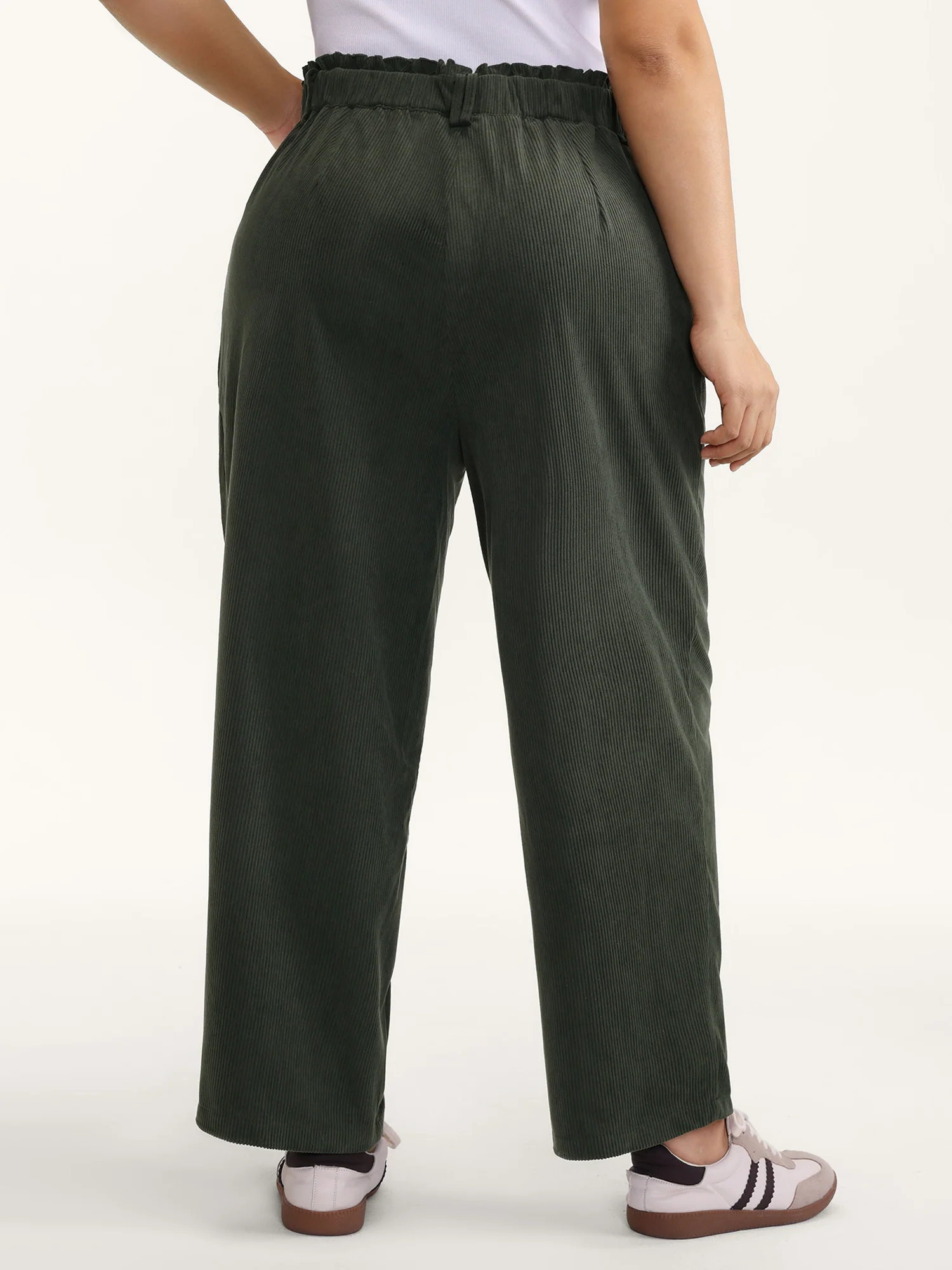 Textured Drawstring Waist Pleated Pants - Image 5