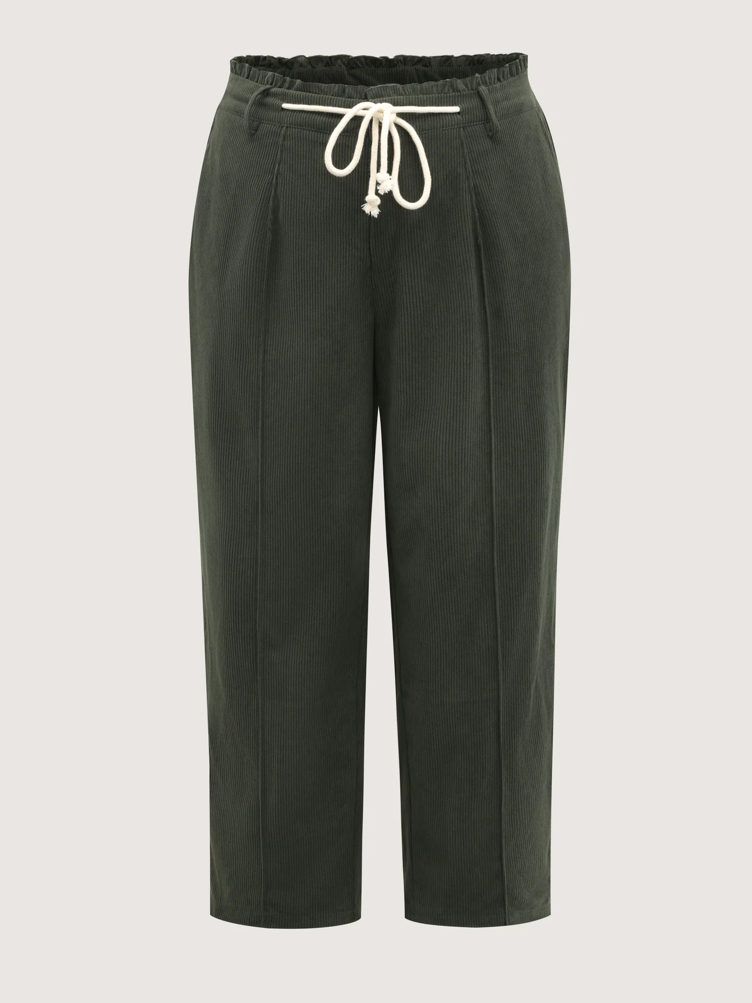 Textured Drawstring Waist Pleated Pants - Image 8