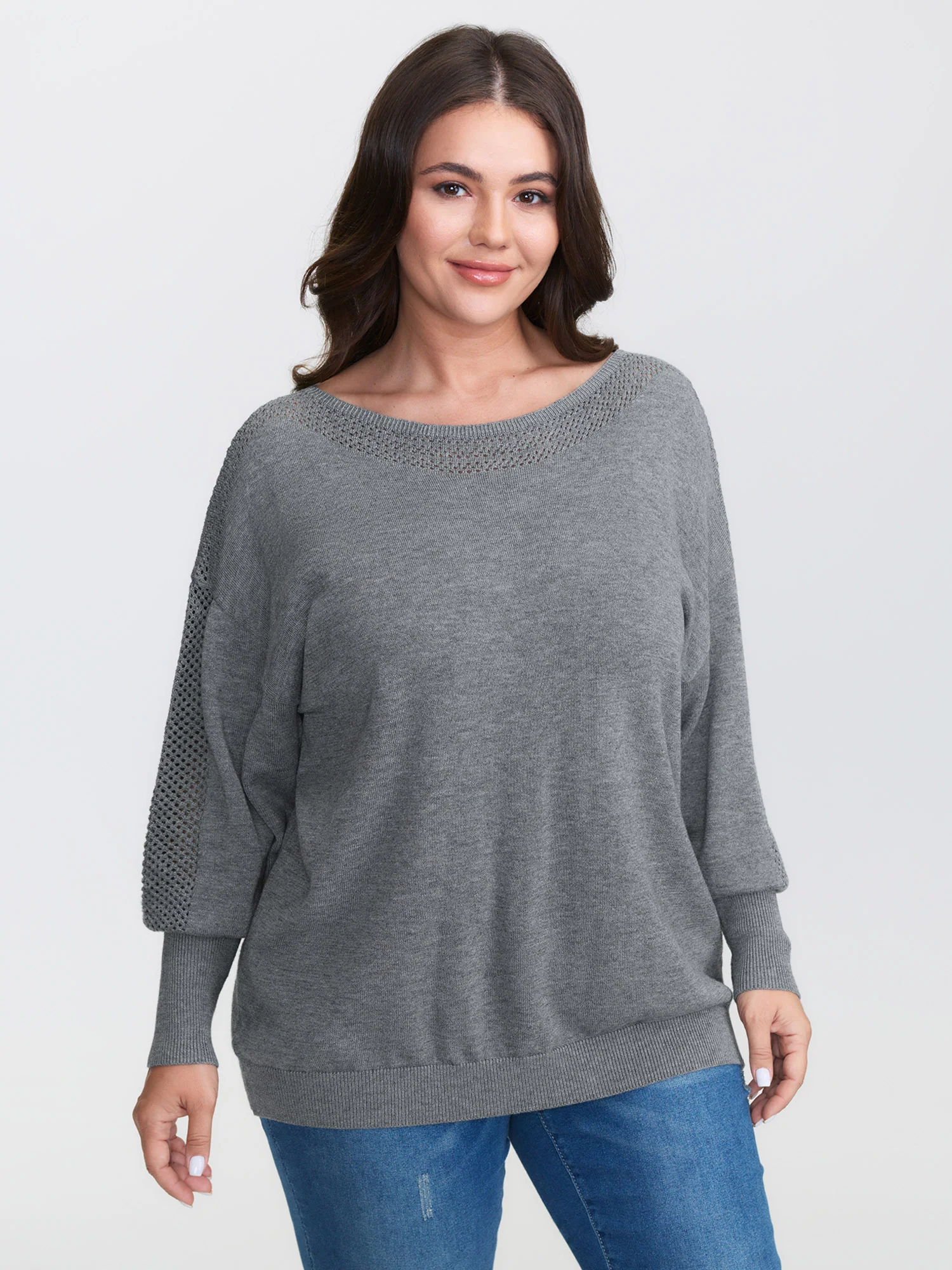 Textured Drop Shoulder Boat Neck Pullover - Image 3