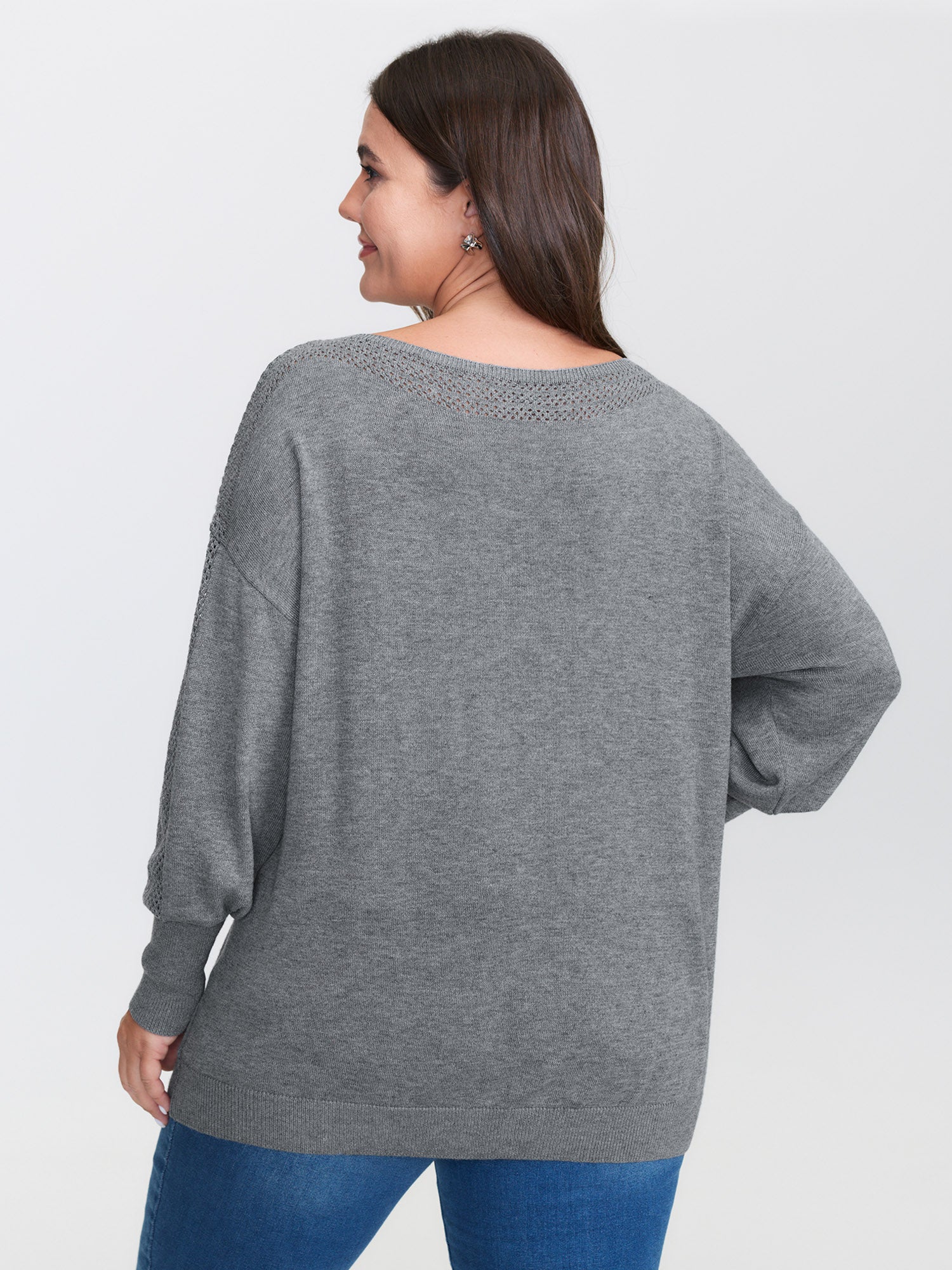Textured Drop Shoulder Boat Neck Pullover - Image 4
