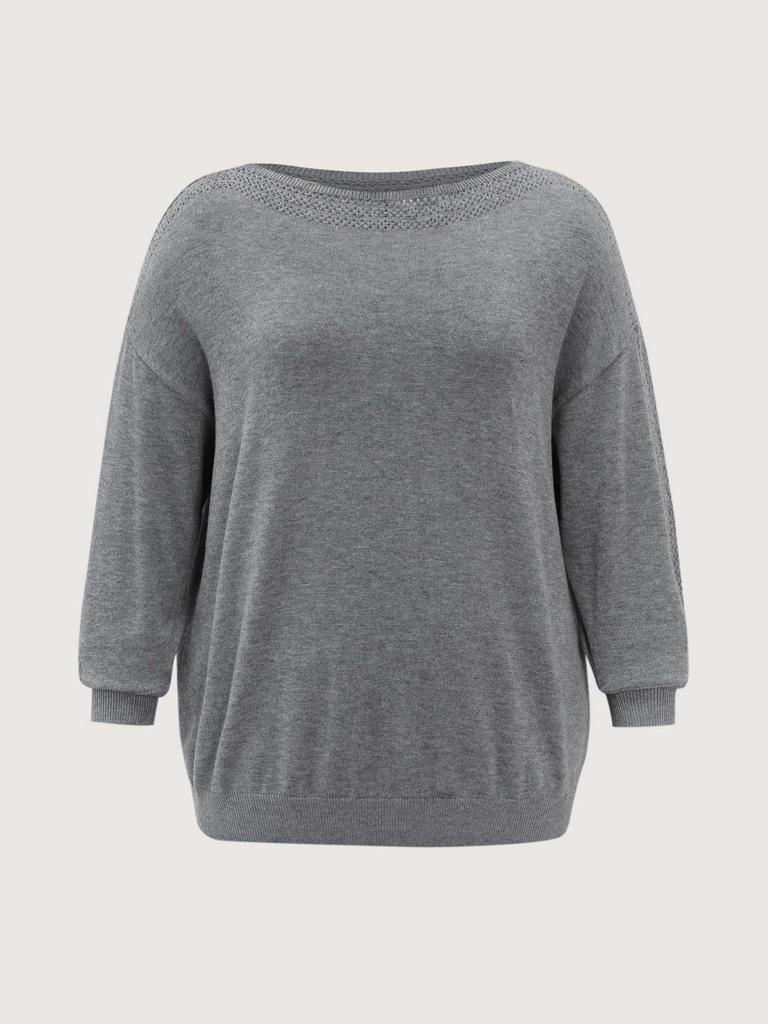 Textured Drop Shoulder Boat Neck Pullover - Image 5