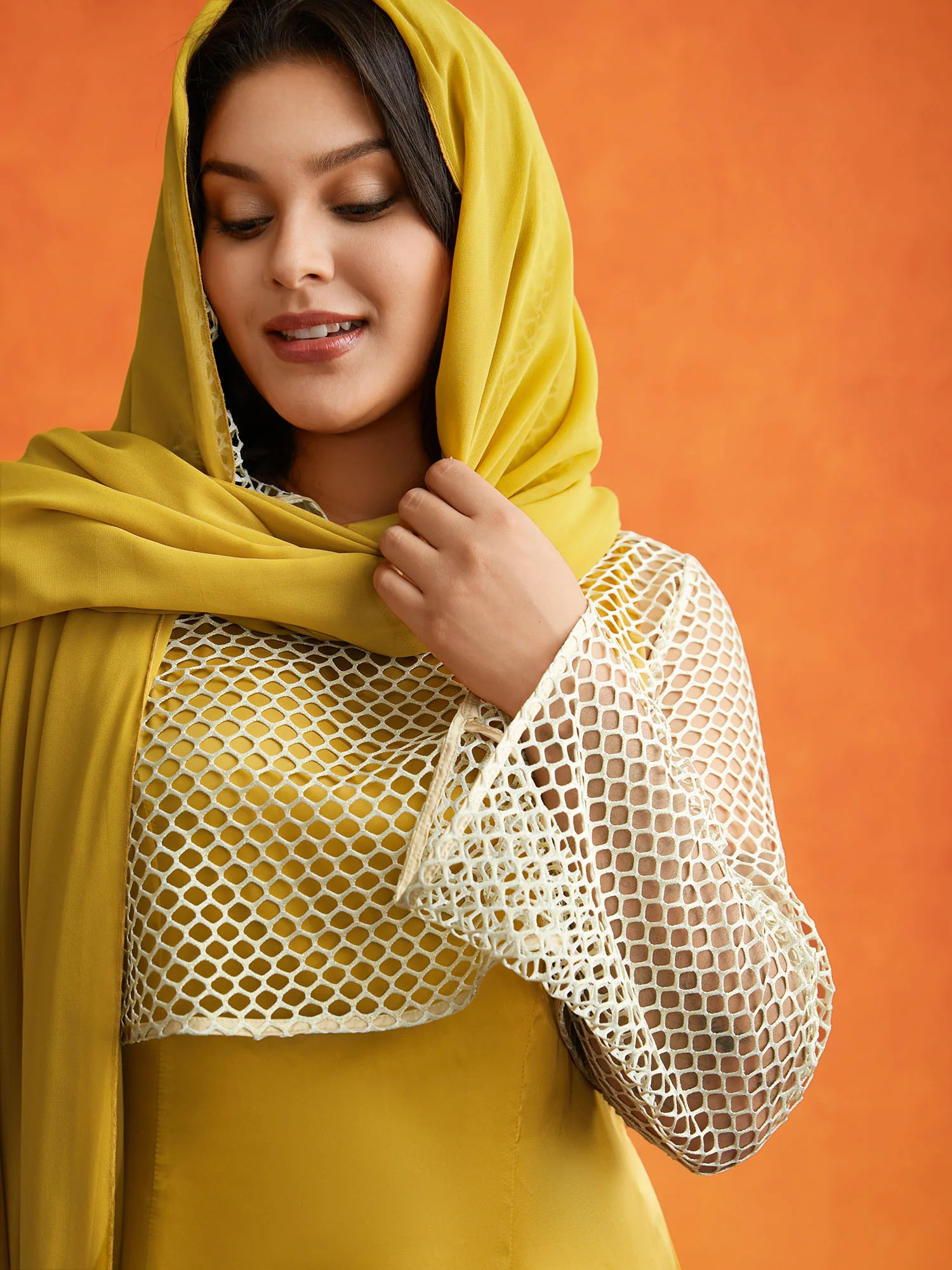 Sand-hued Textured Tri-Piece Dress - Image 4