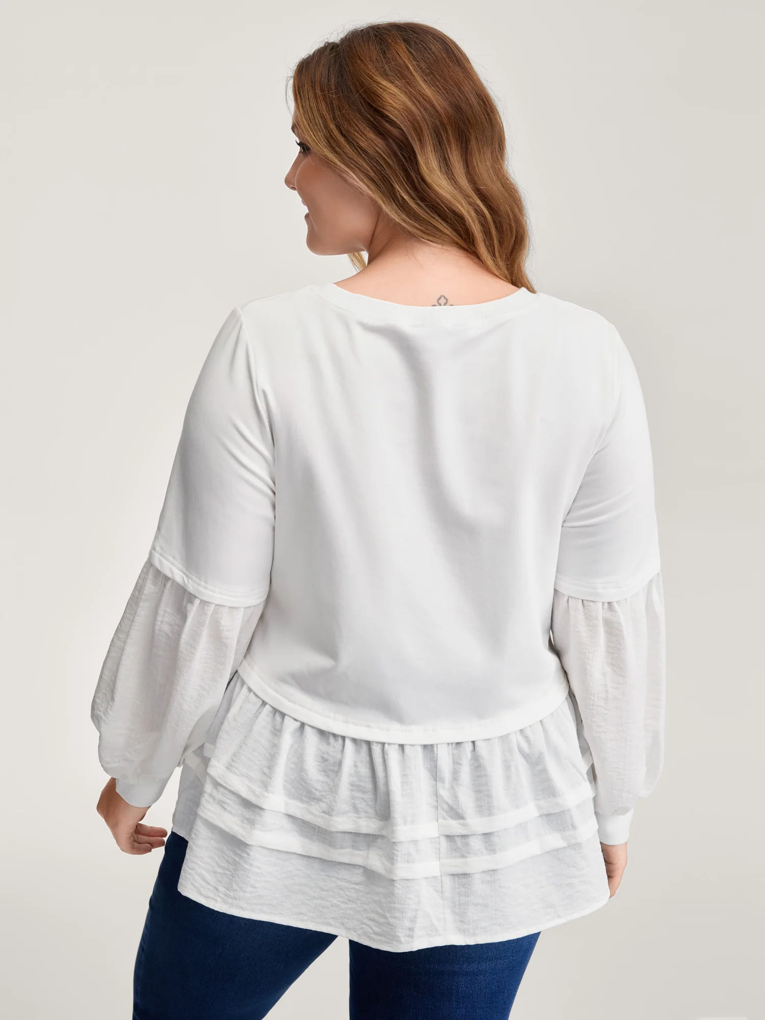 Textured Faux Two-Piece Pleated Sweatshirt - Image 4