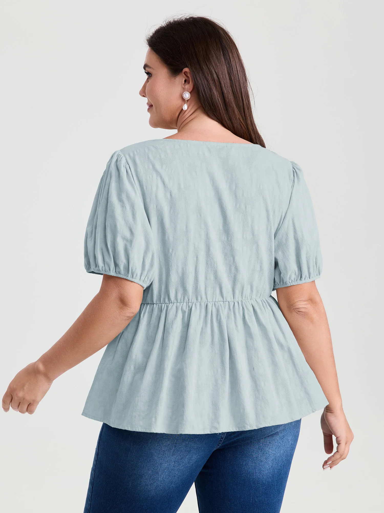 Textured Fit And Flare Plain Blouse - Image 11