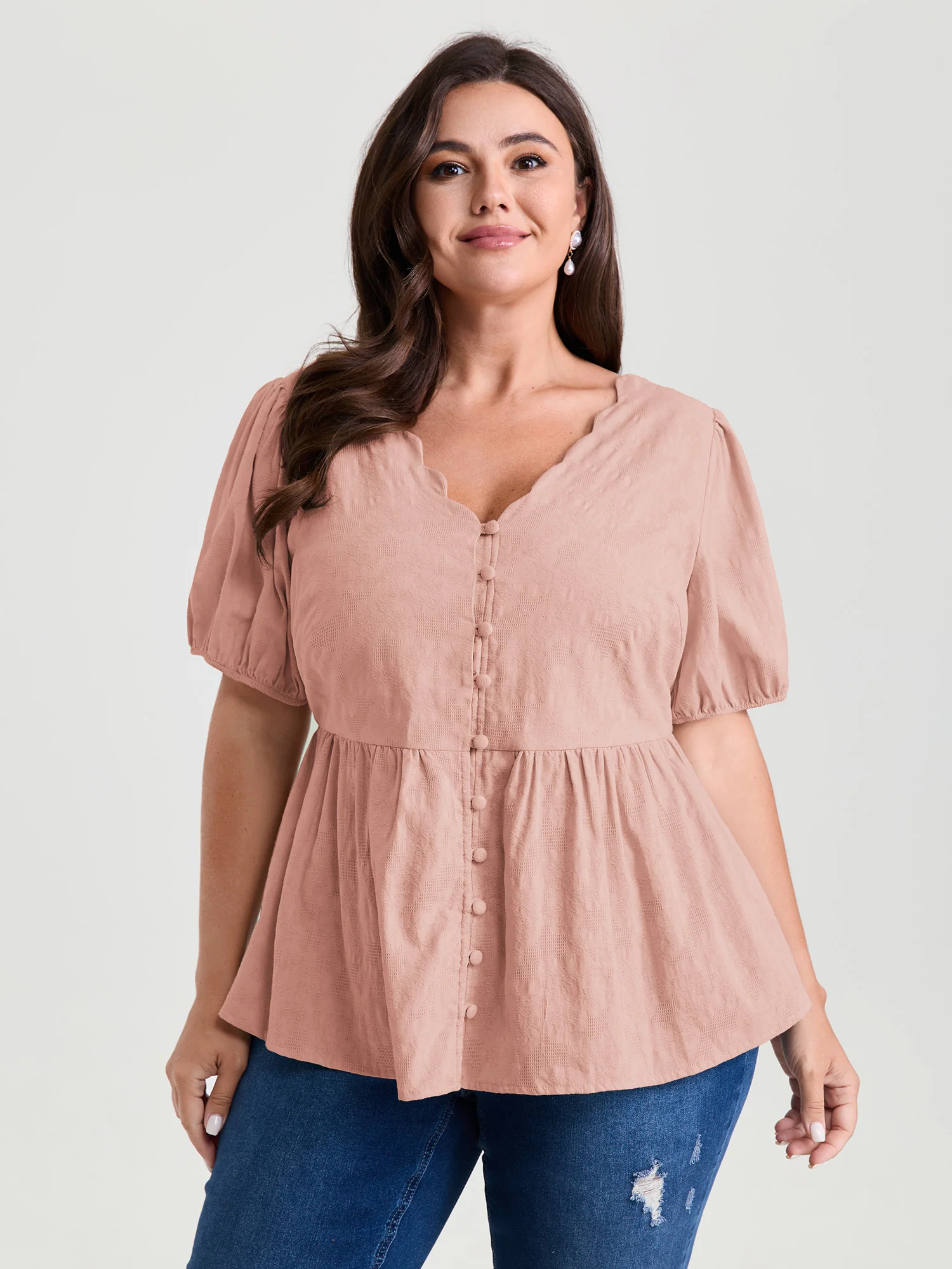 Textured Fit And Flare Plain Blouse - Image 12