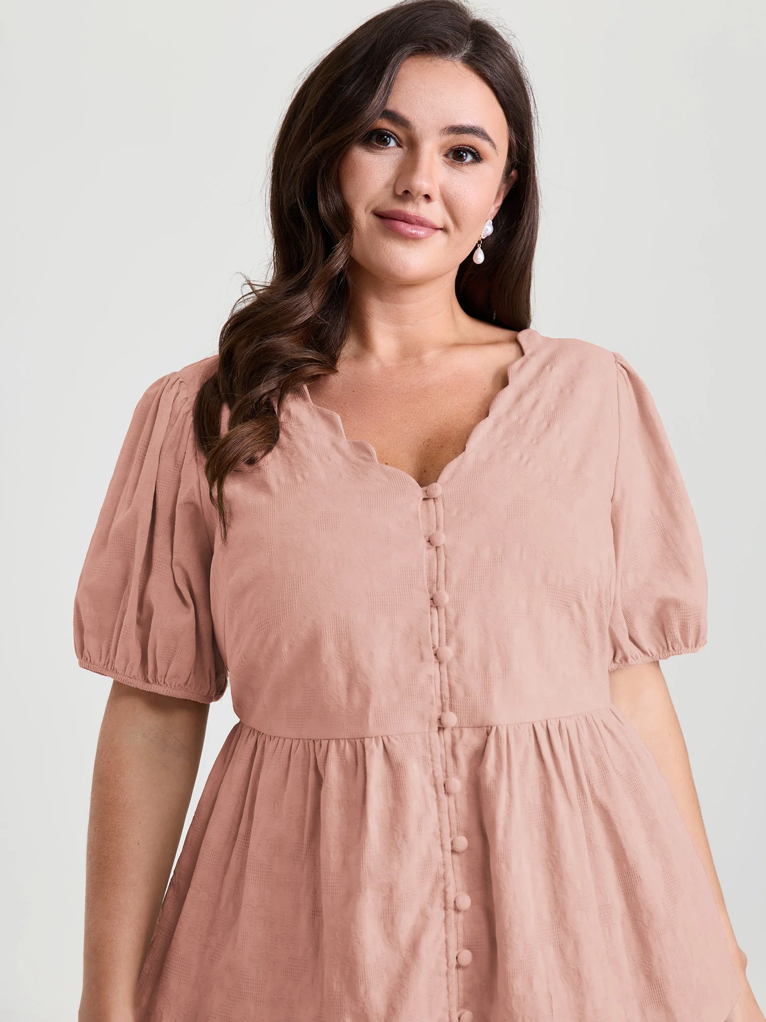 Textured Fit And Flare Plain Blouse - Image 13