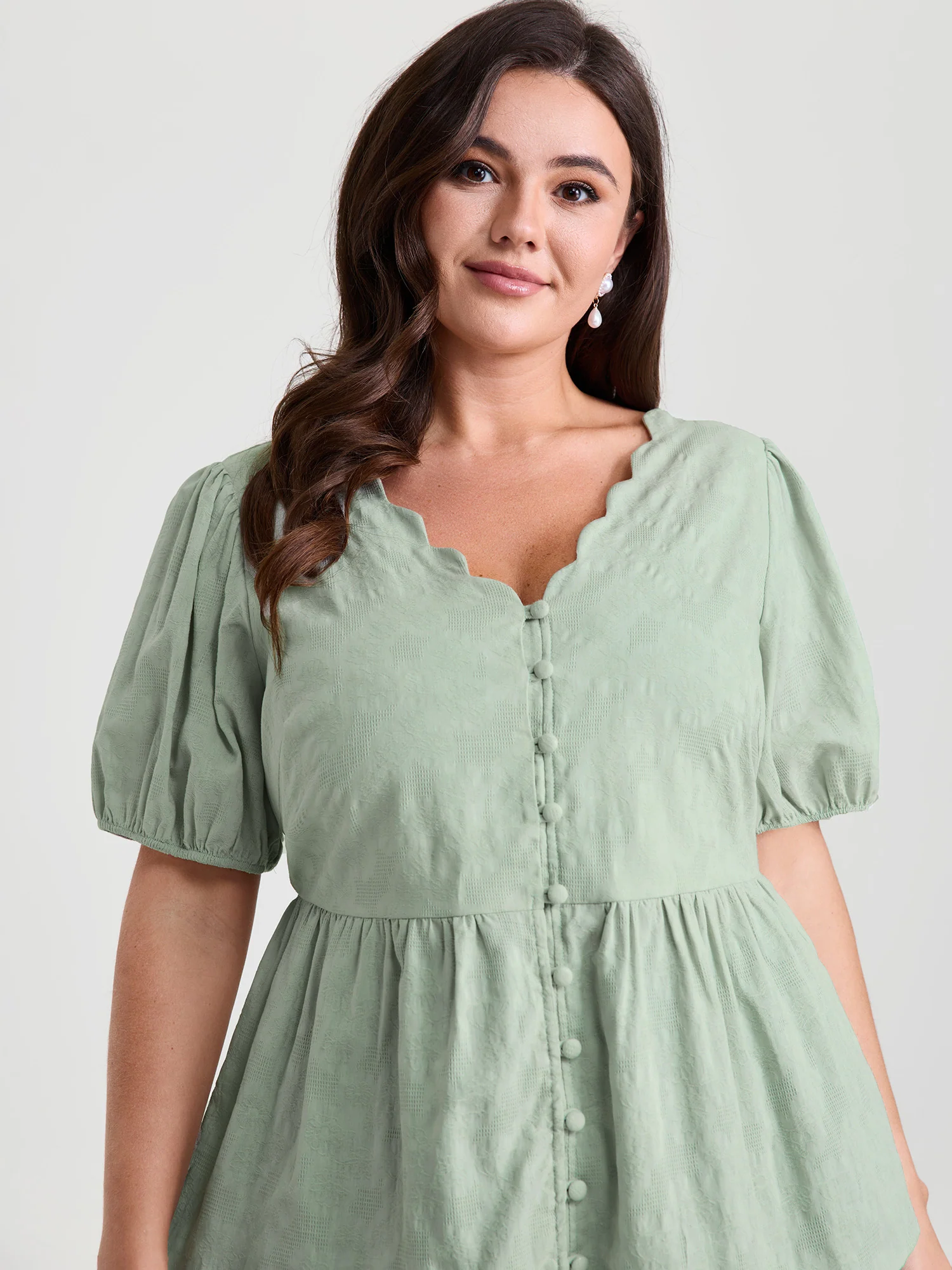 Textured Fit And Flare Plain Blouse - Image 2