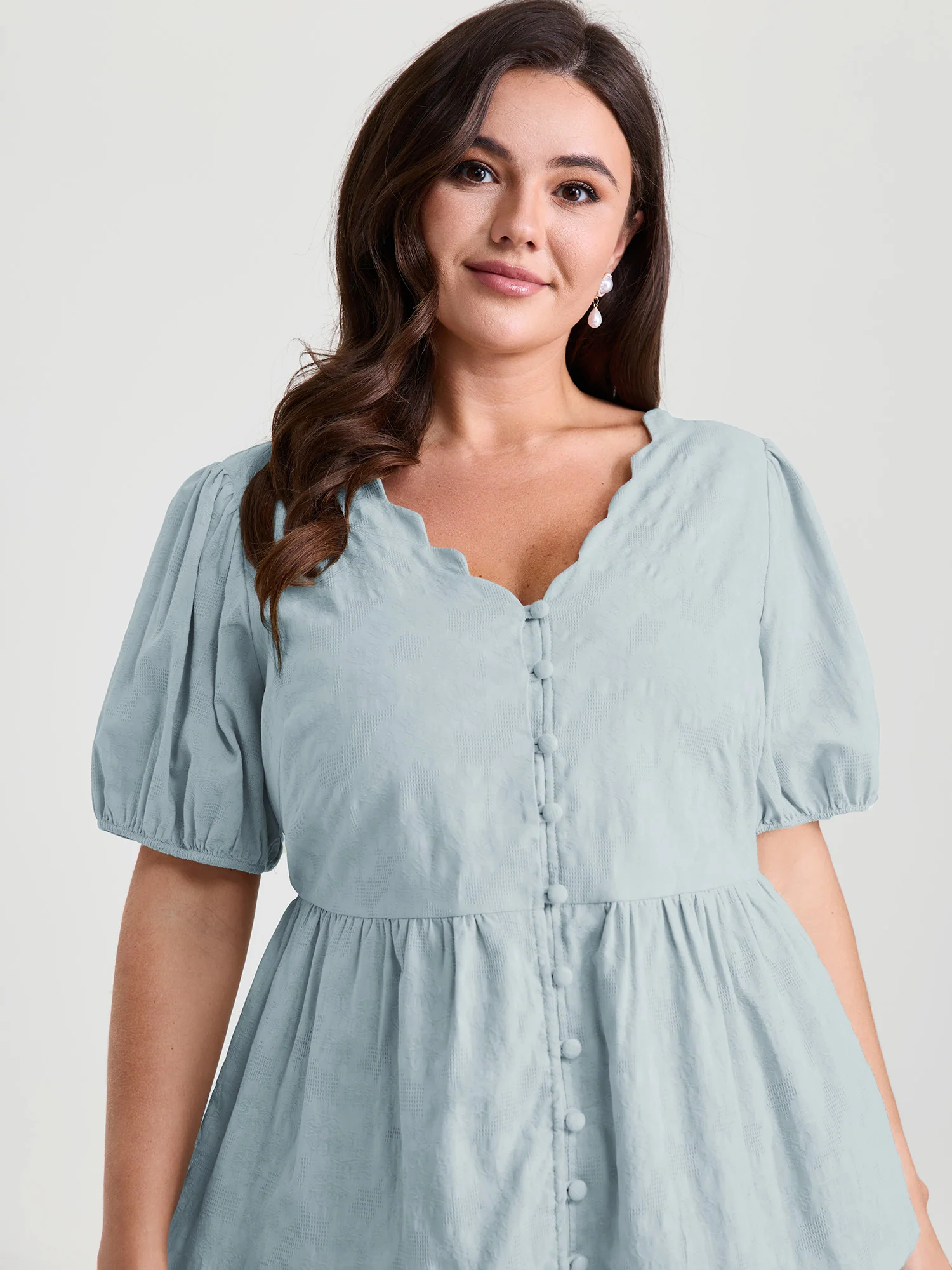 Textured Fit And Flare Plain Blouse - Image 9