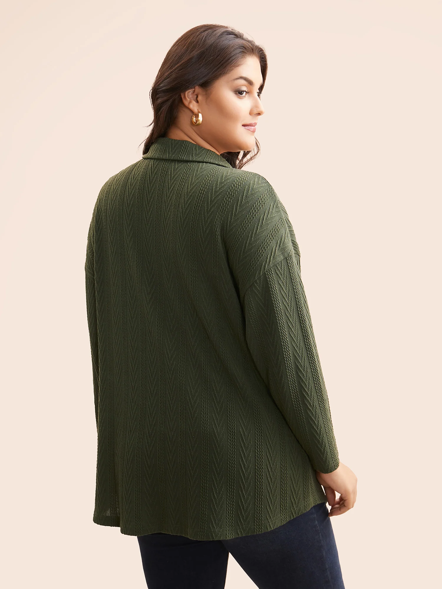 Textured Flap Detail Arc Hem Jacket - Image 5