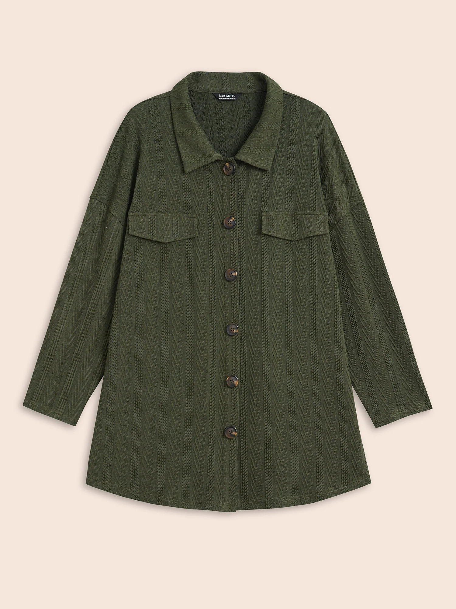 Textured Flap Detail Arc Hem Jacket - Image 8