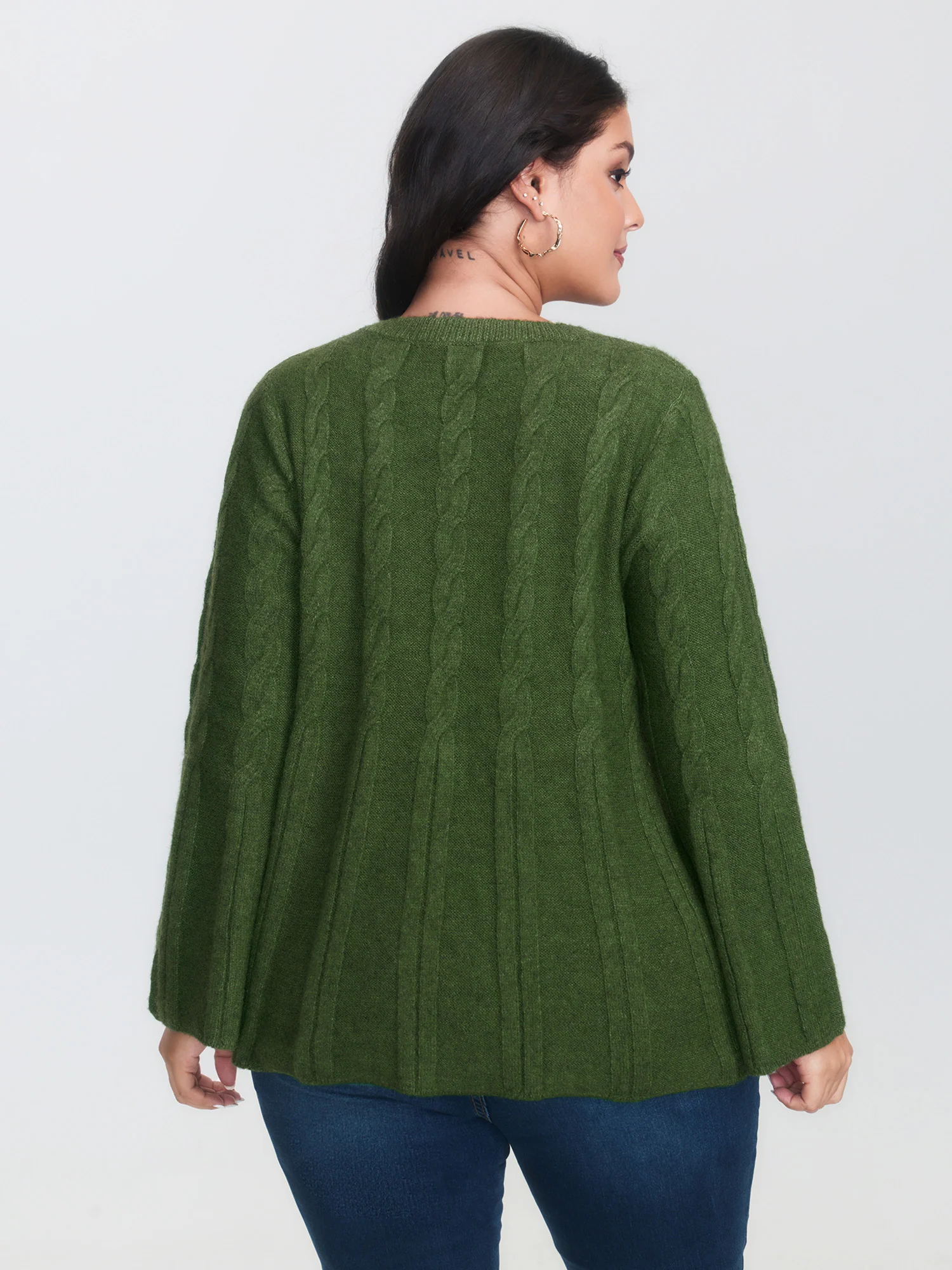 Textured Flared Sleeve A-Line Pullover - Image 4