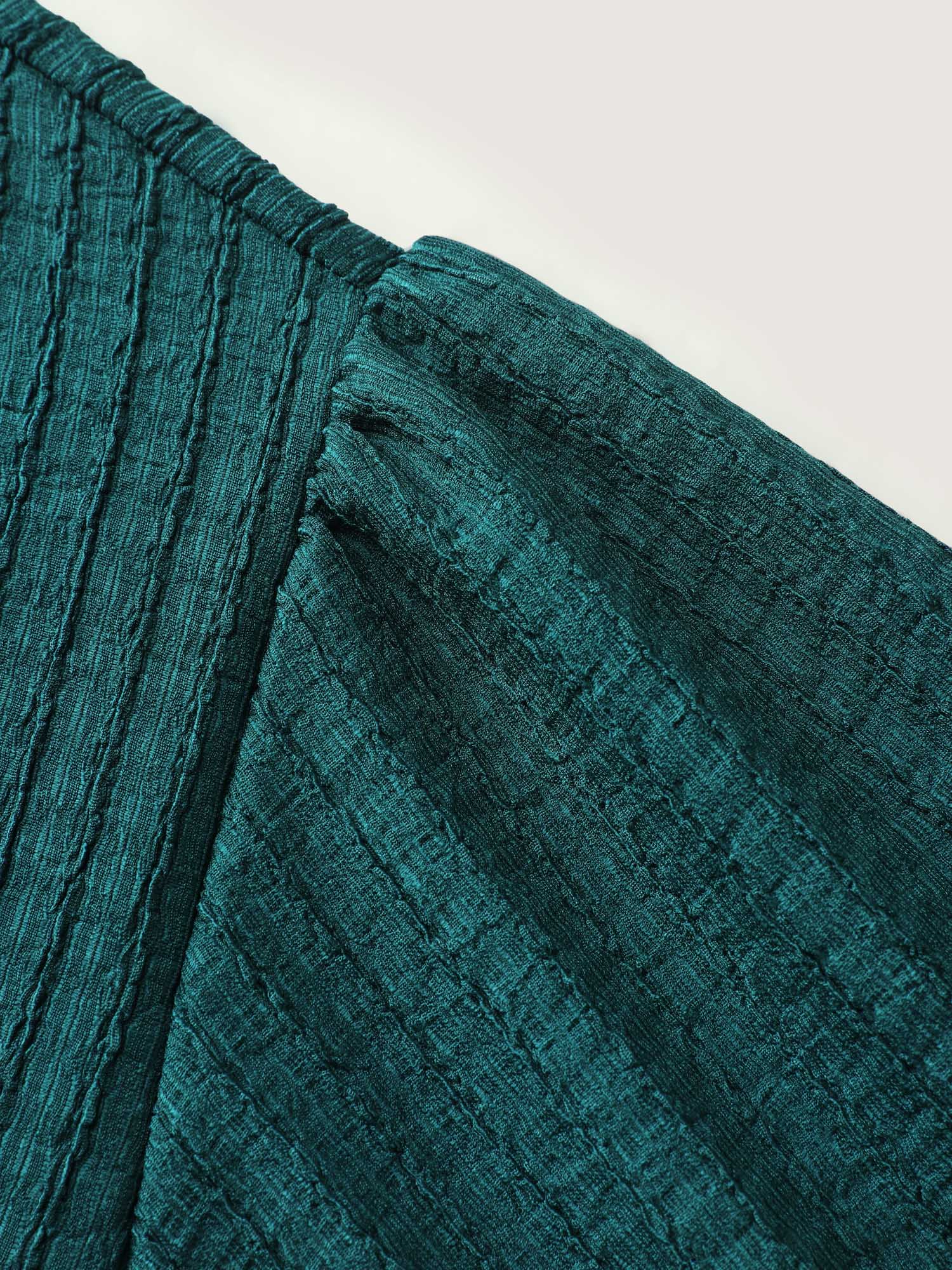 Textured Flared Sleeve Round Neck Knit Top - Image 5