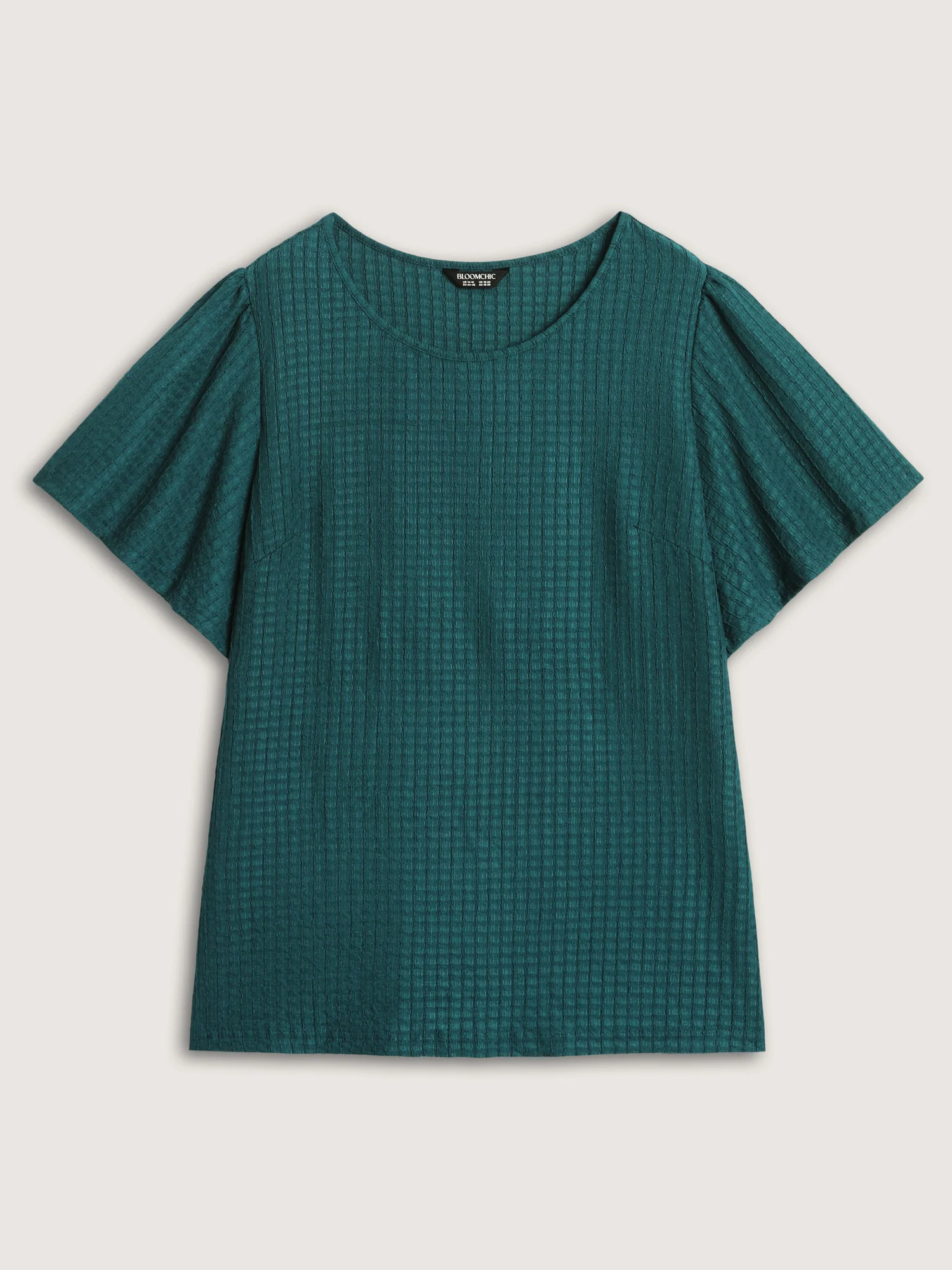 Textured Flared Sleeve Round Neck Knit Top - Image 6
