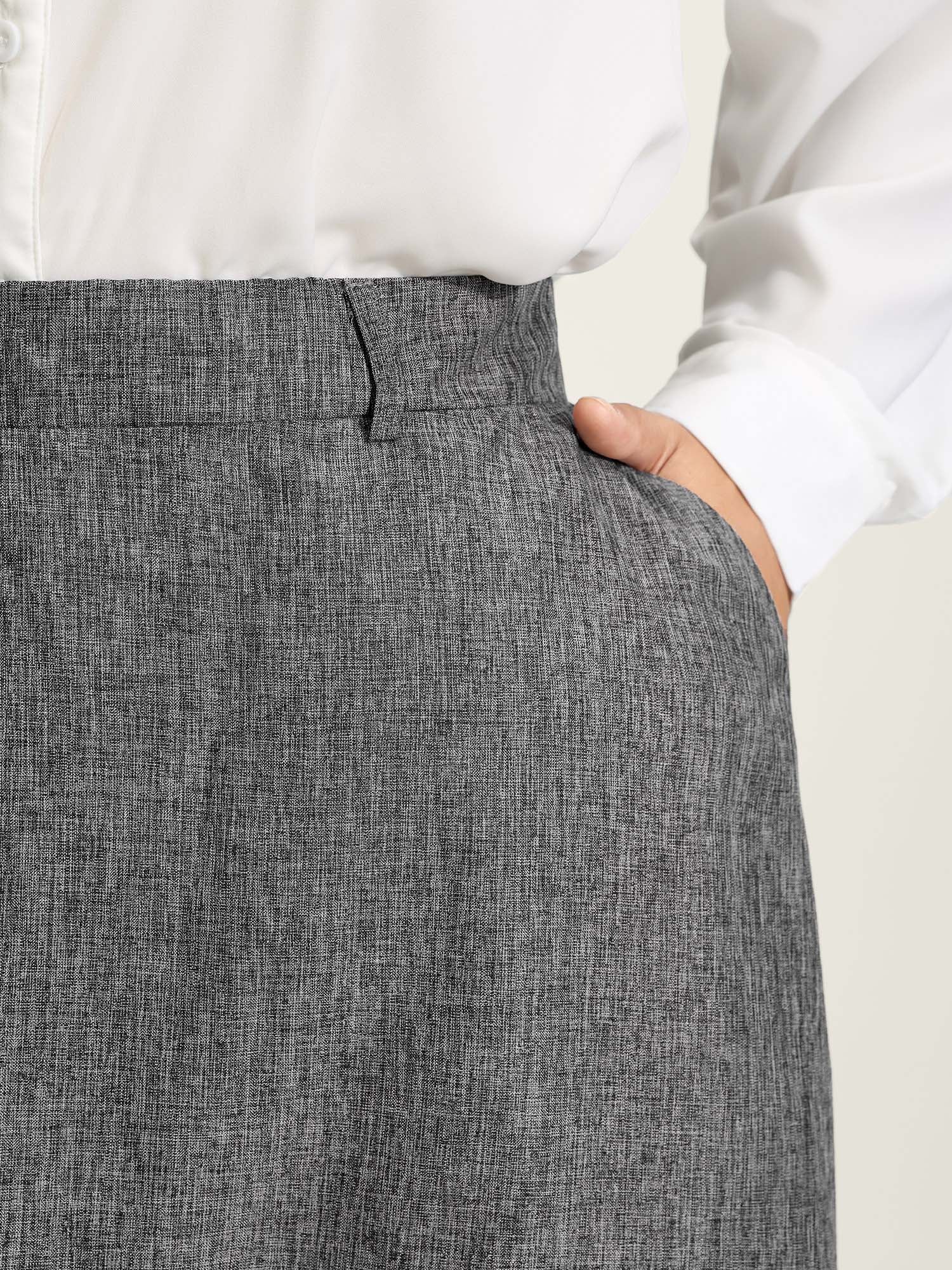 Textured Flared Solid Maxi Skirt - Image 3