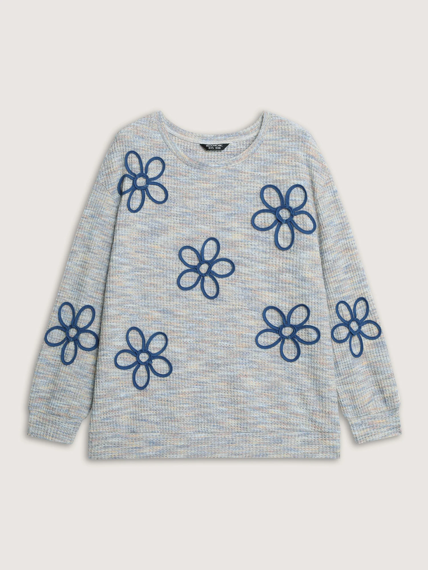 Textured Floral Braided Embroidery Sweatshirt - Image 7