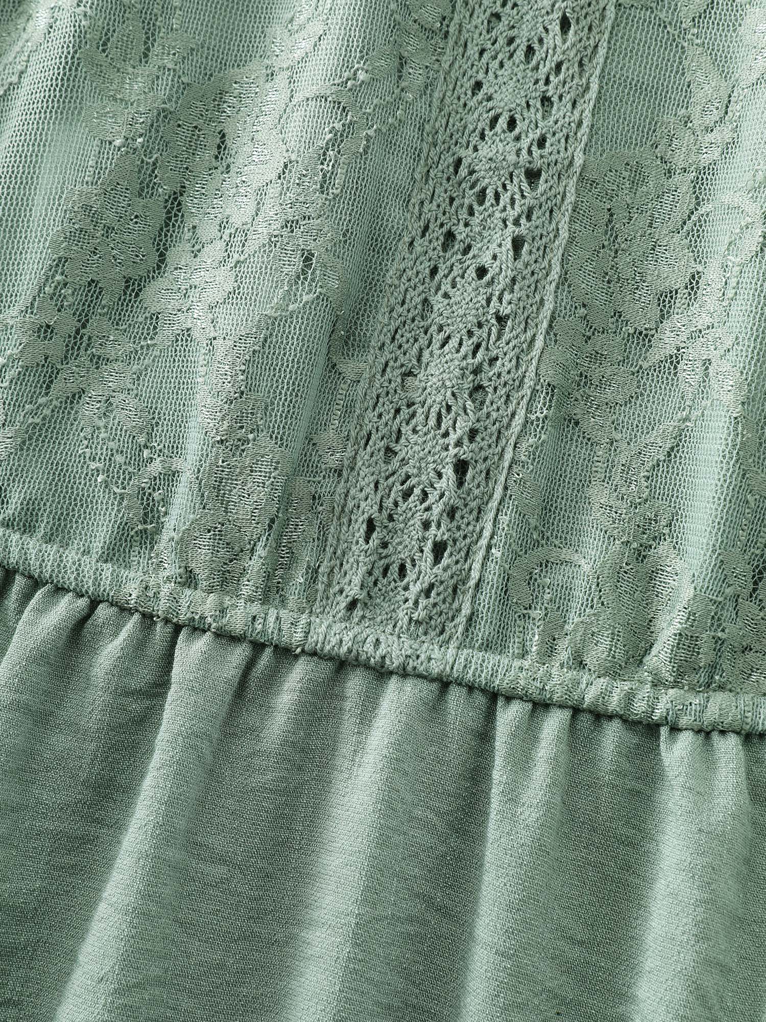 Textured Floral Lace Patchwork Blouse - Image 5