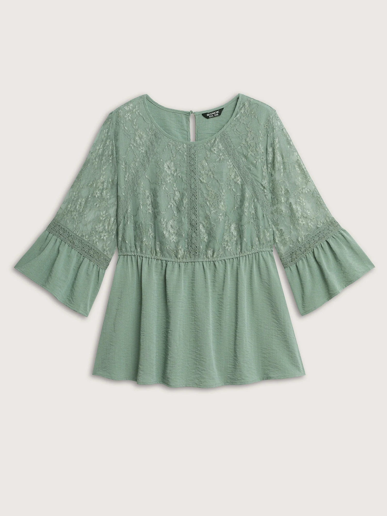Textured Floral Lace Patchwork Blouse - Image 7