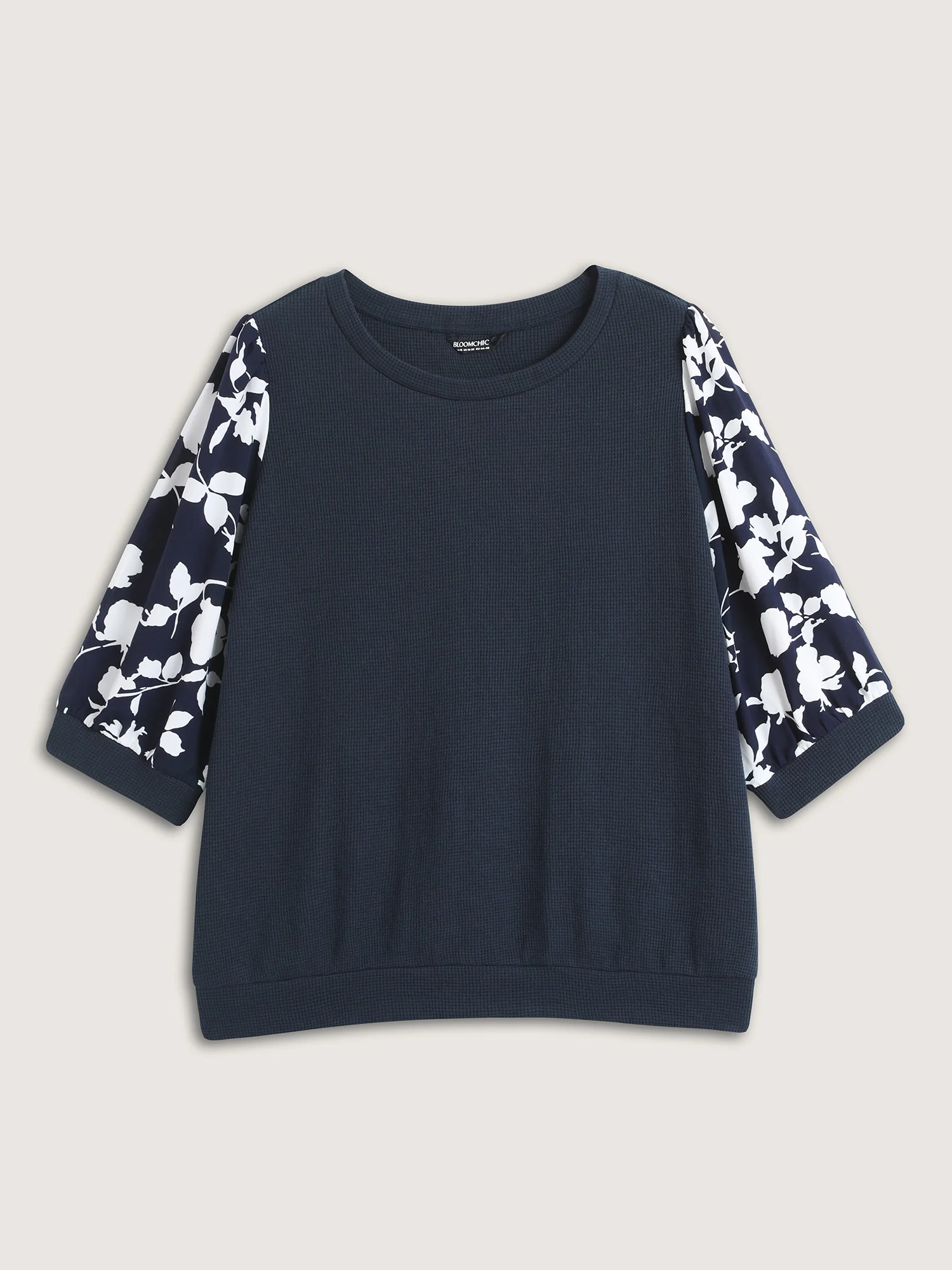Textured Floral Puffy Sleeve Sweatshirt - Image 18