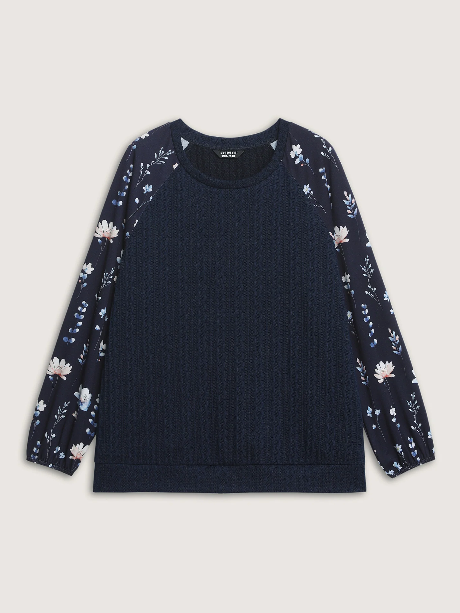 Textured Floral Raglan Sleeve Sweatshirt - Image 8