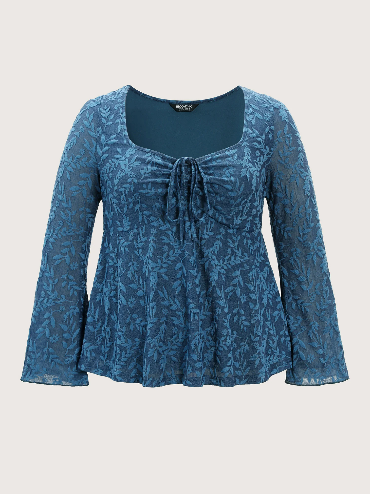 Textured Floral Ruched Adjustable Bodice Blouse - Image 7