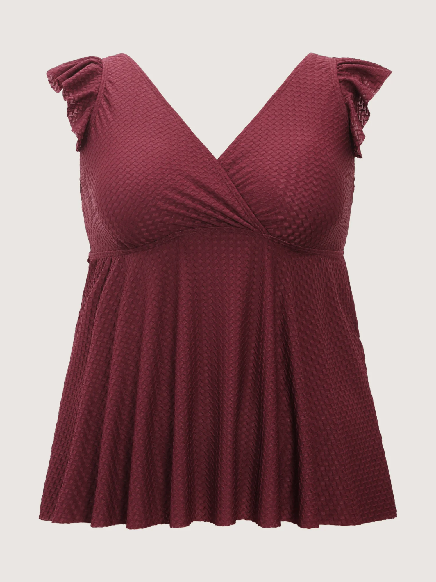 Textured Flutter Sleeve Surplice Swim Top - Image 5
