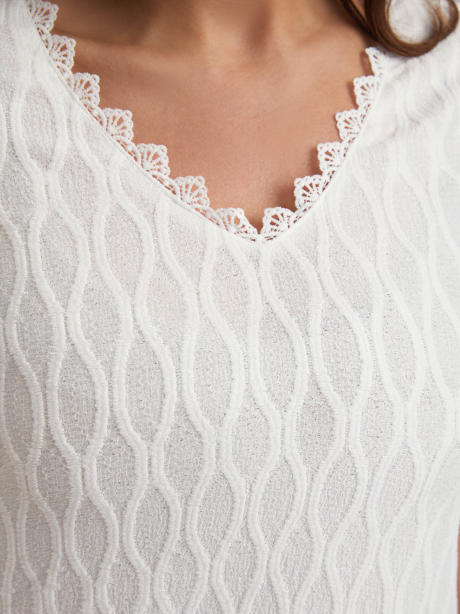 Textured Flutter Sleeve V-Neck Top - Image 6