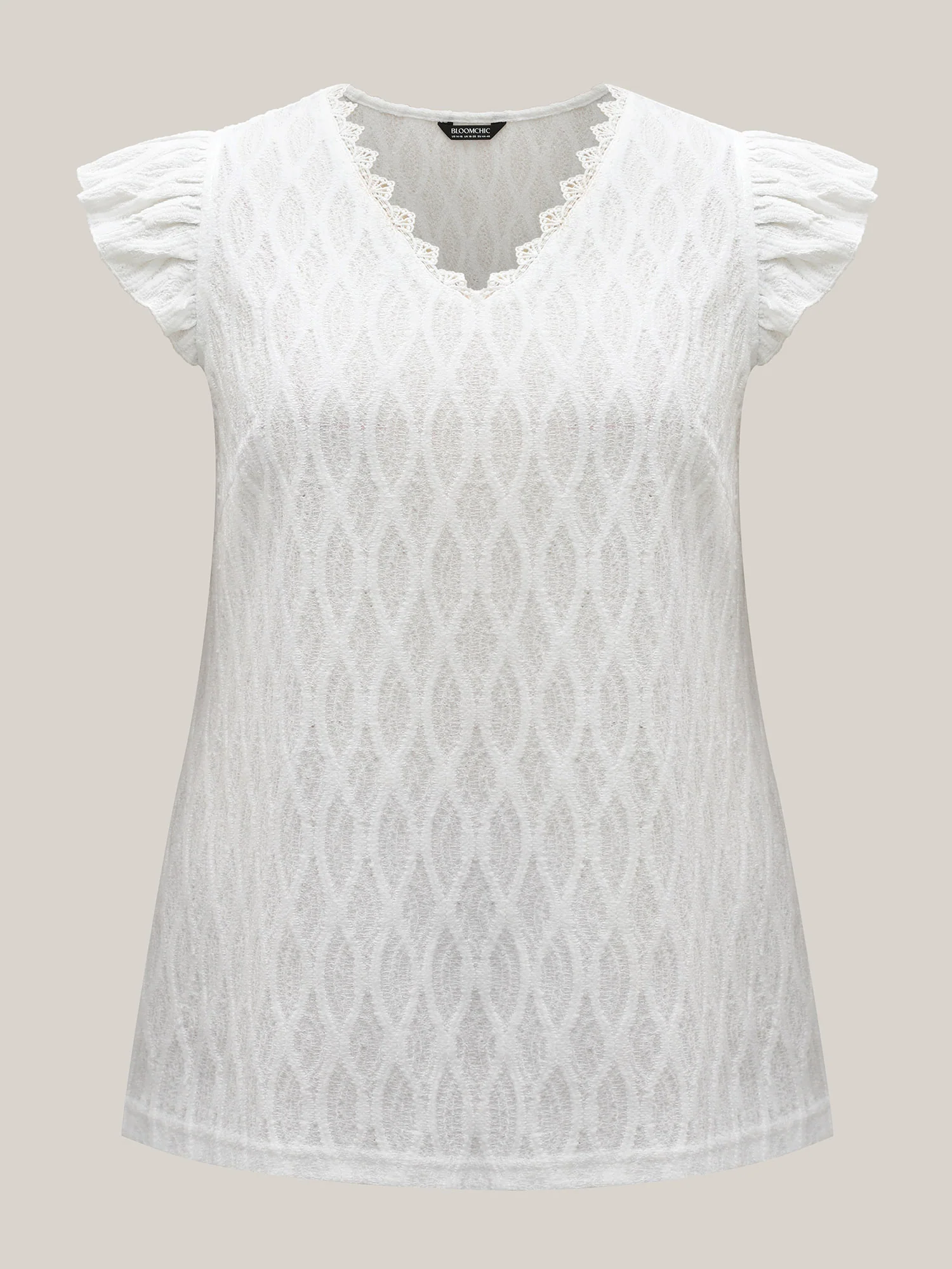 Textured Flutter Sleeve V-Neck Top - Image 9