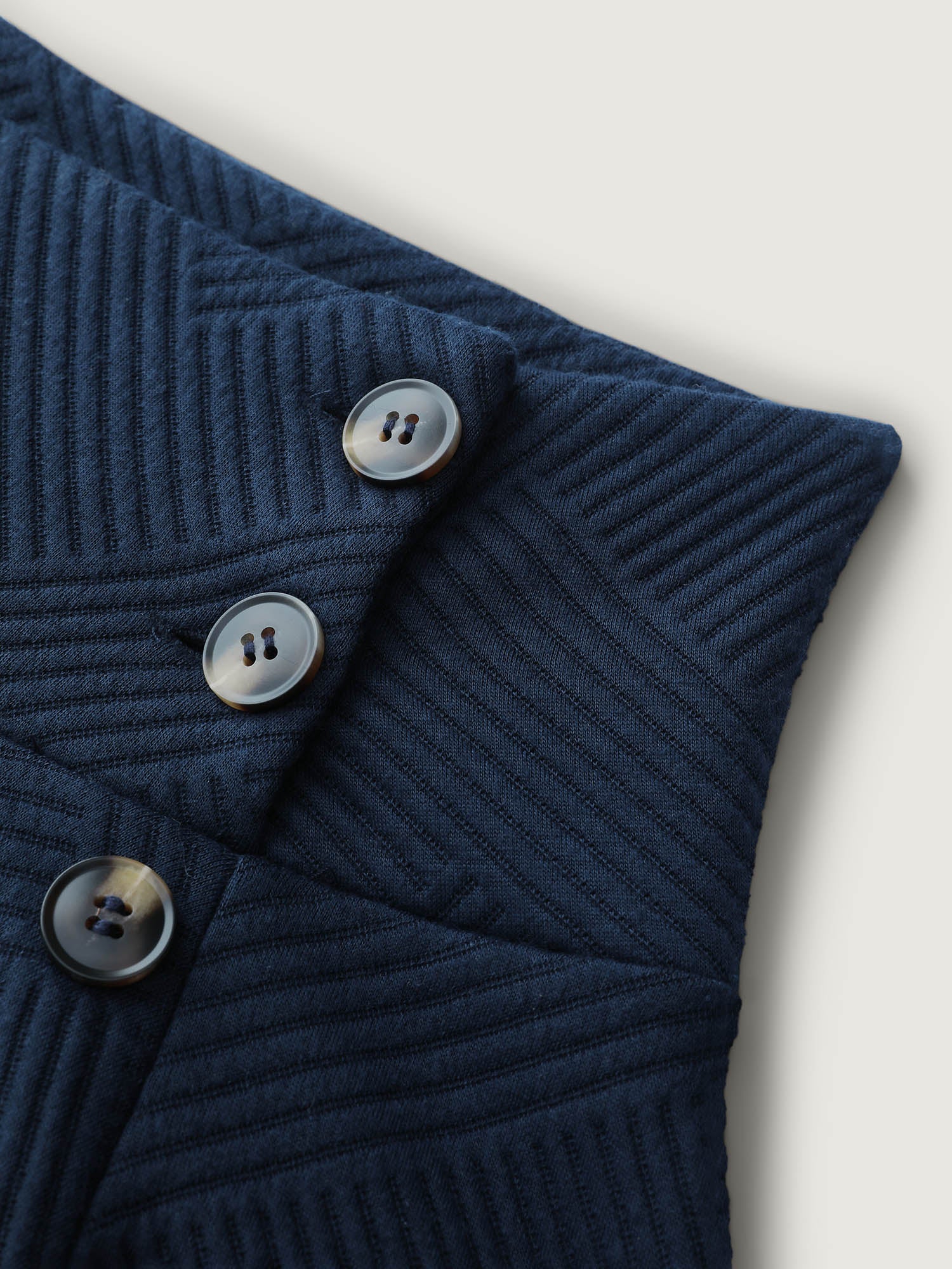 Textured Folded Collar Button Sweatshirt - Image 6