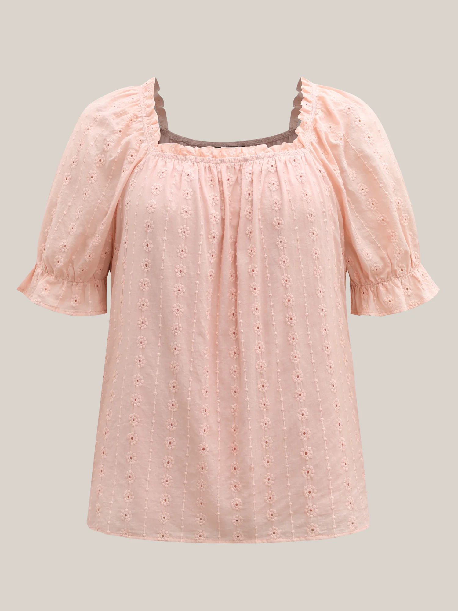 Textured Frill Trim Square Neck Blouse - Image 8