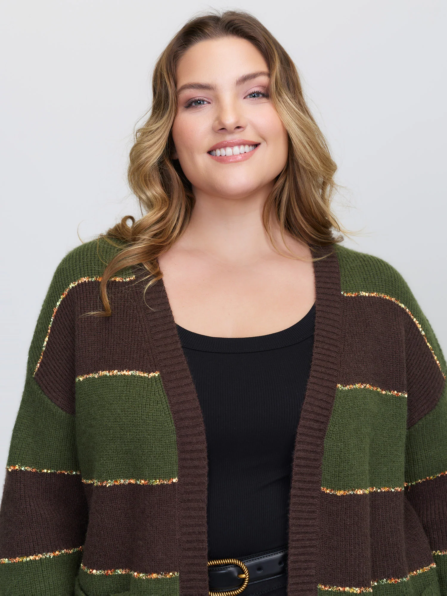 Textured Front-Open Heather Knit Cardigan - Image 2