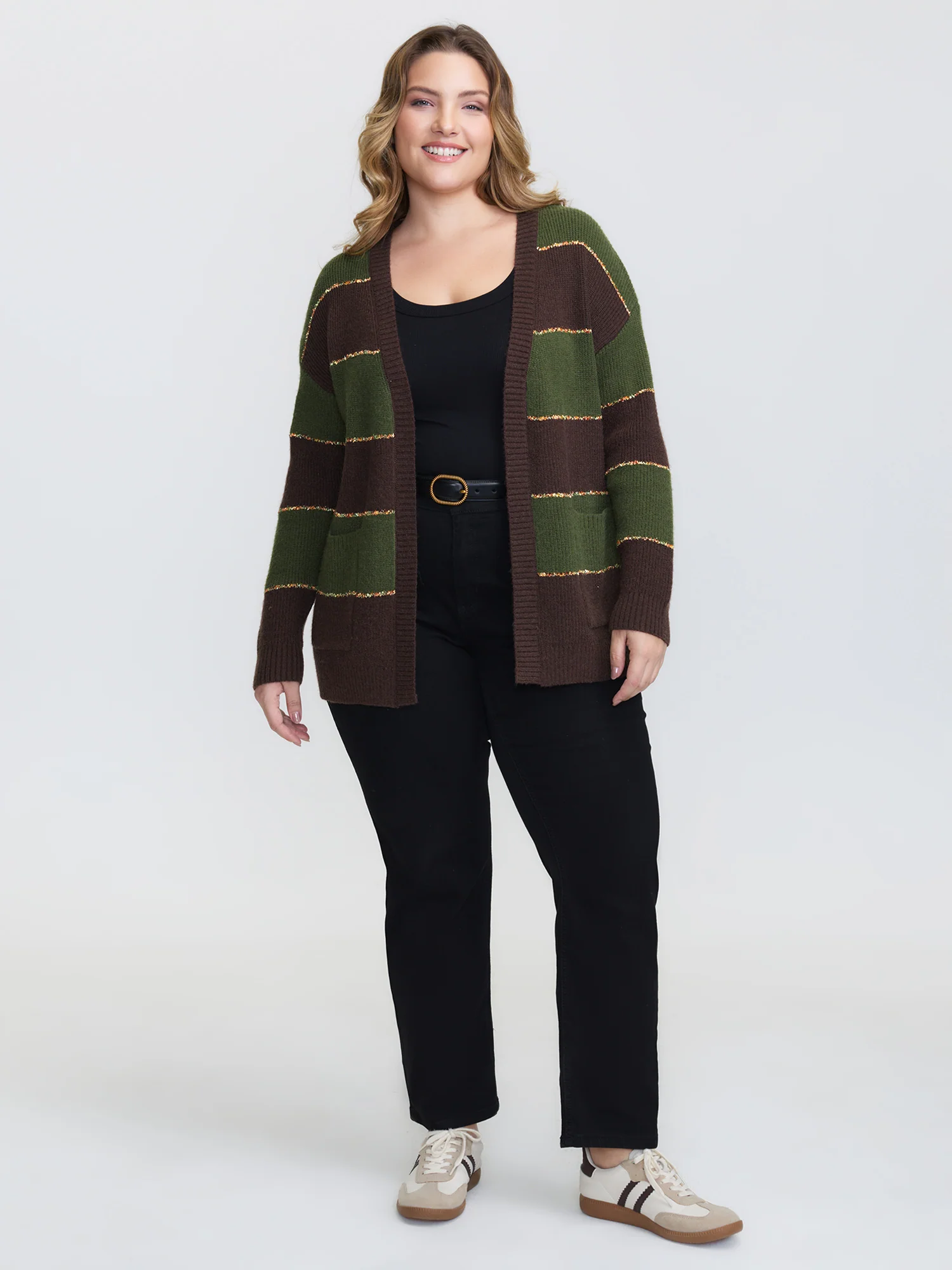 Textured Front-Open Heather Knit Cardigan - Image 3