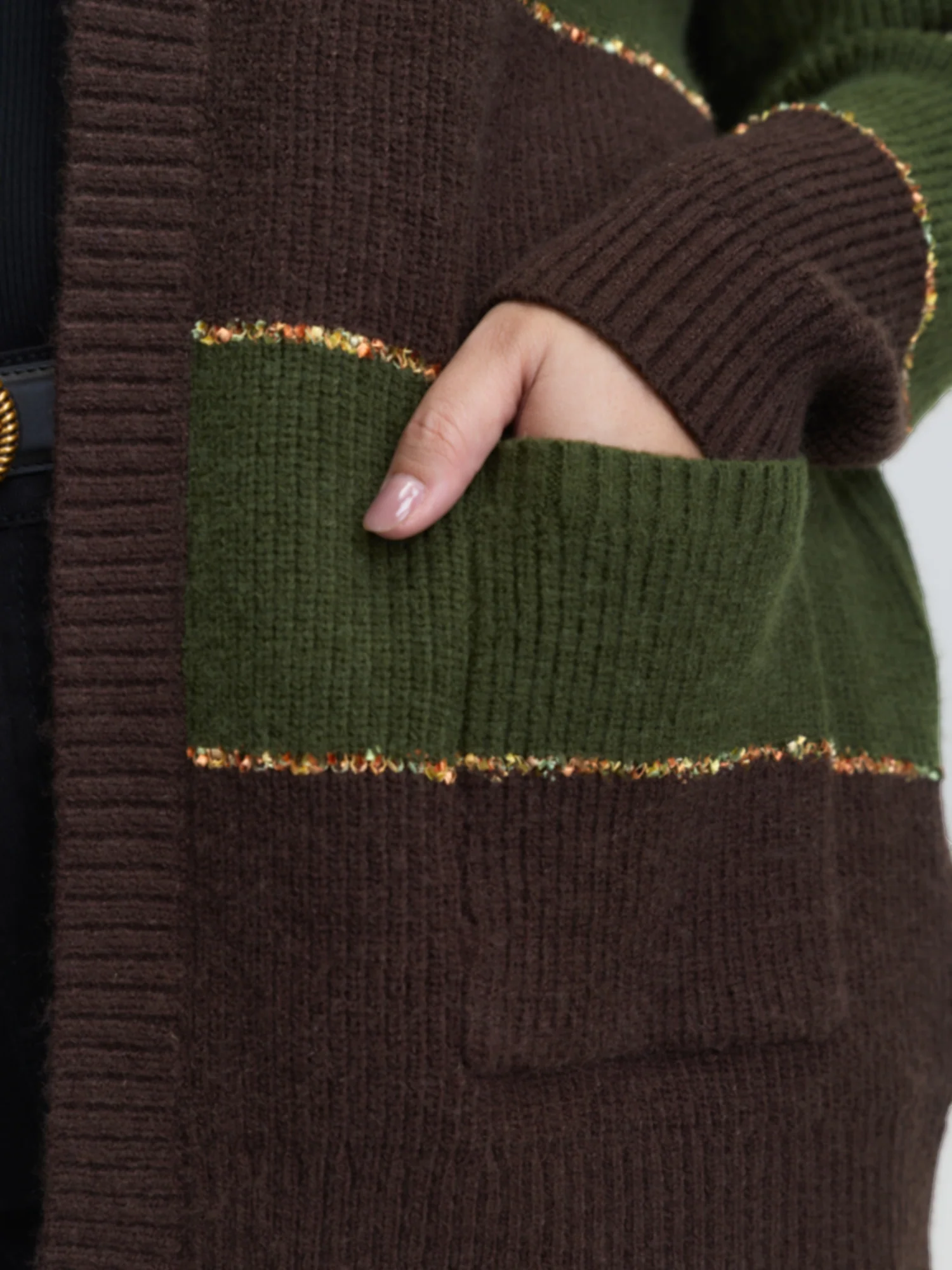 Textured Front-Open Heather Knit Cardigan - Image 4