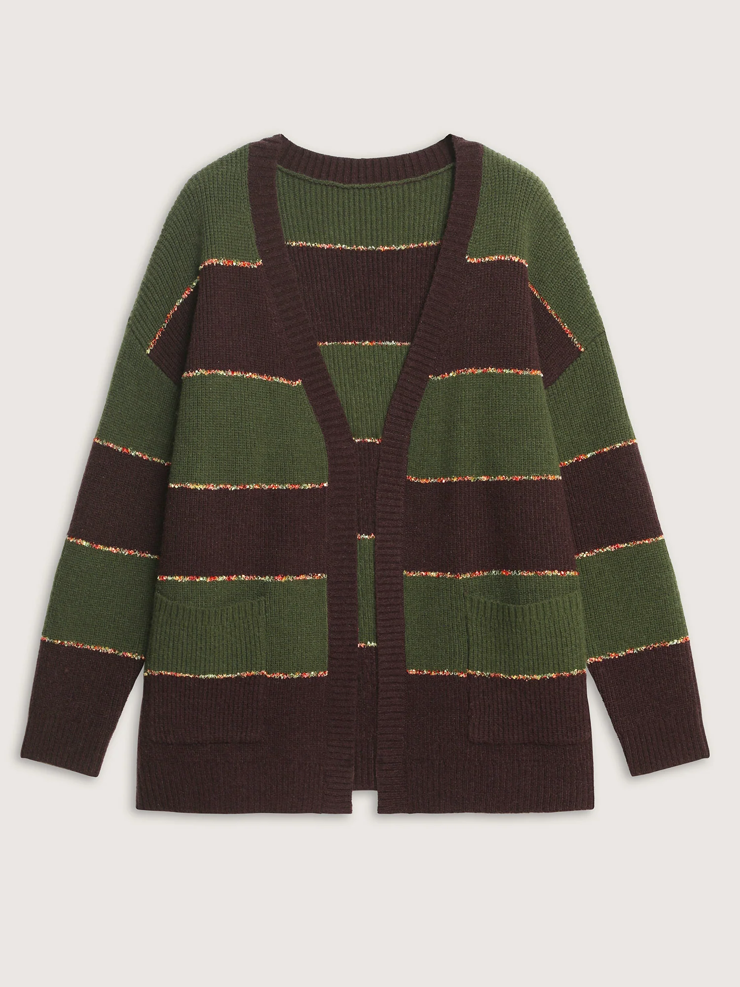 Textured Front-Open Heather Knit Cardigan - Image 9