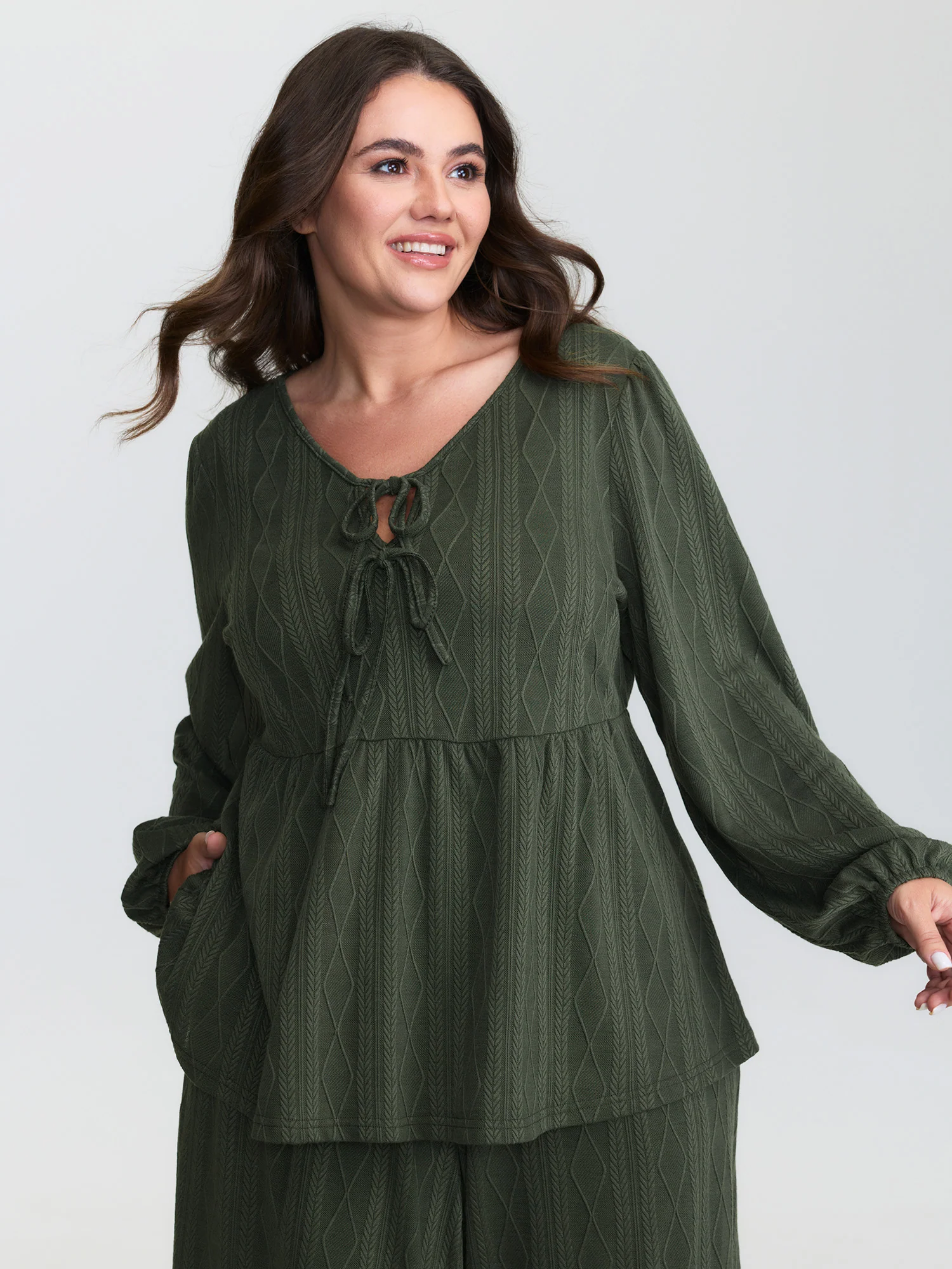 Textured Front-Tie Relaxed-Fit Lounge Set - Image 3