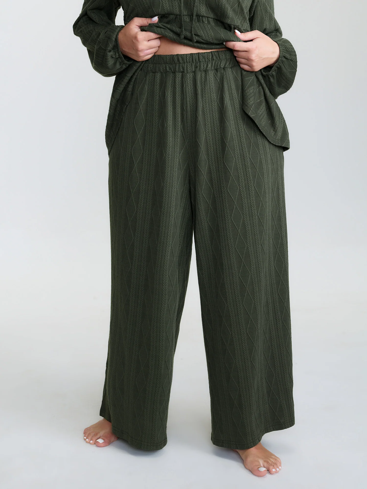 Textured Front-Tie Relaxed-Fit Lounge Set - Image 4
