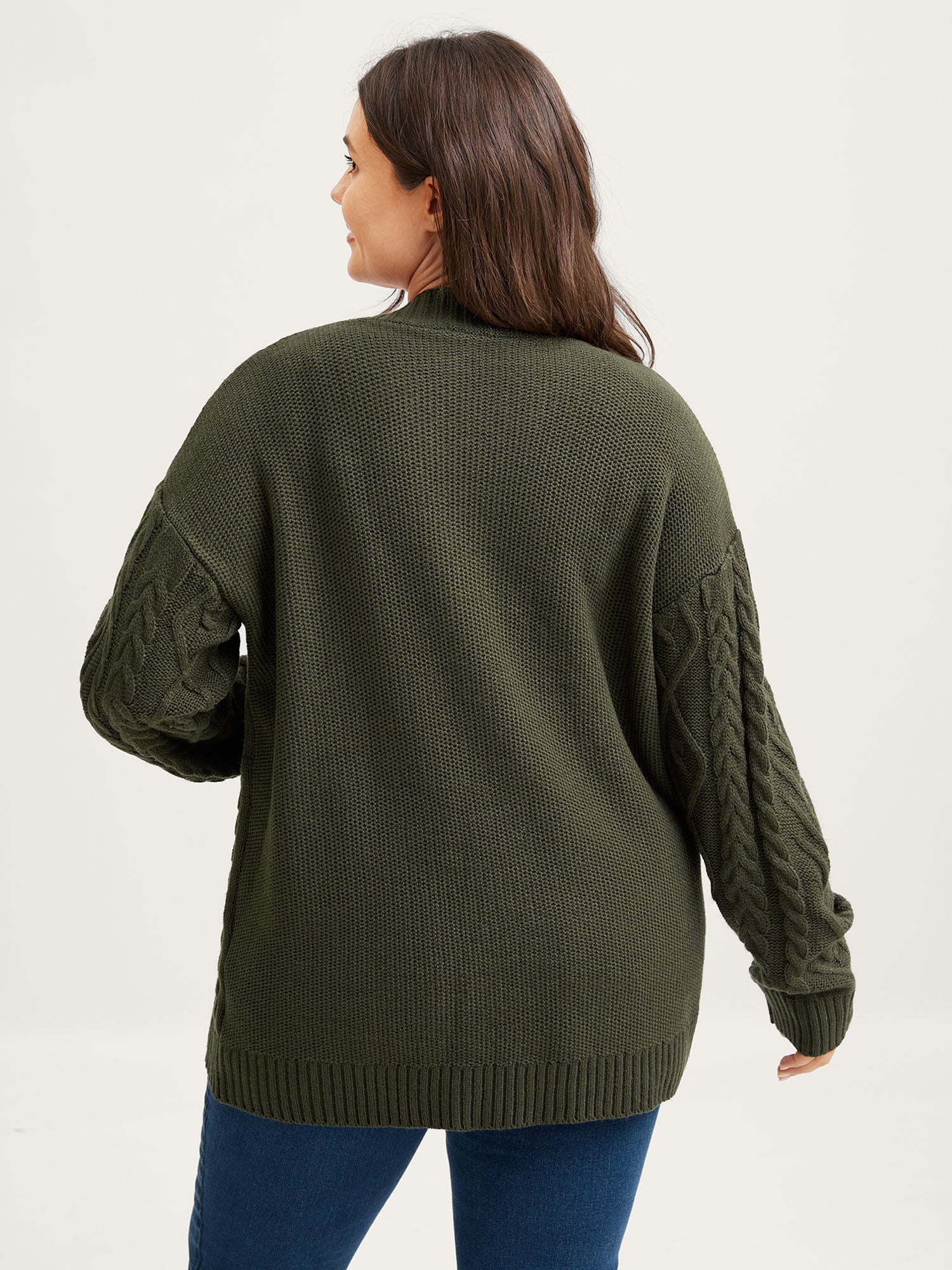 Textured Front-Tie Ribbed Hem Knit Cardigan - Image 4