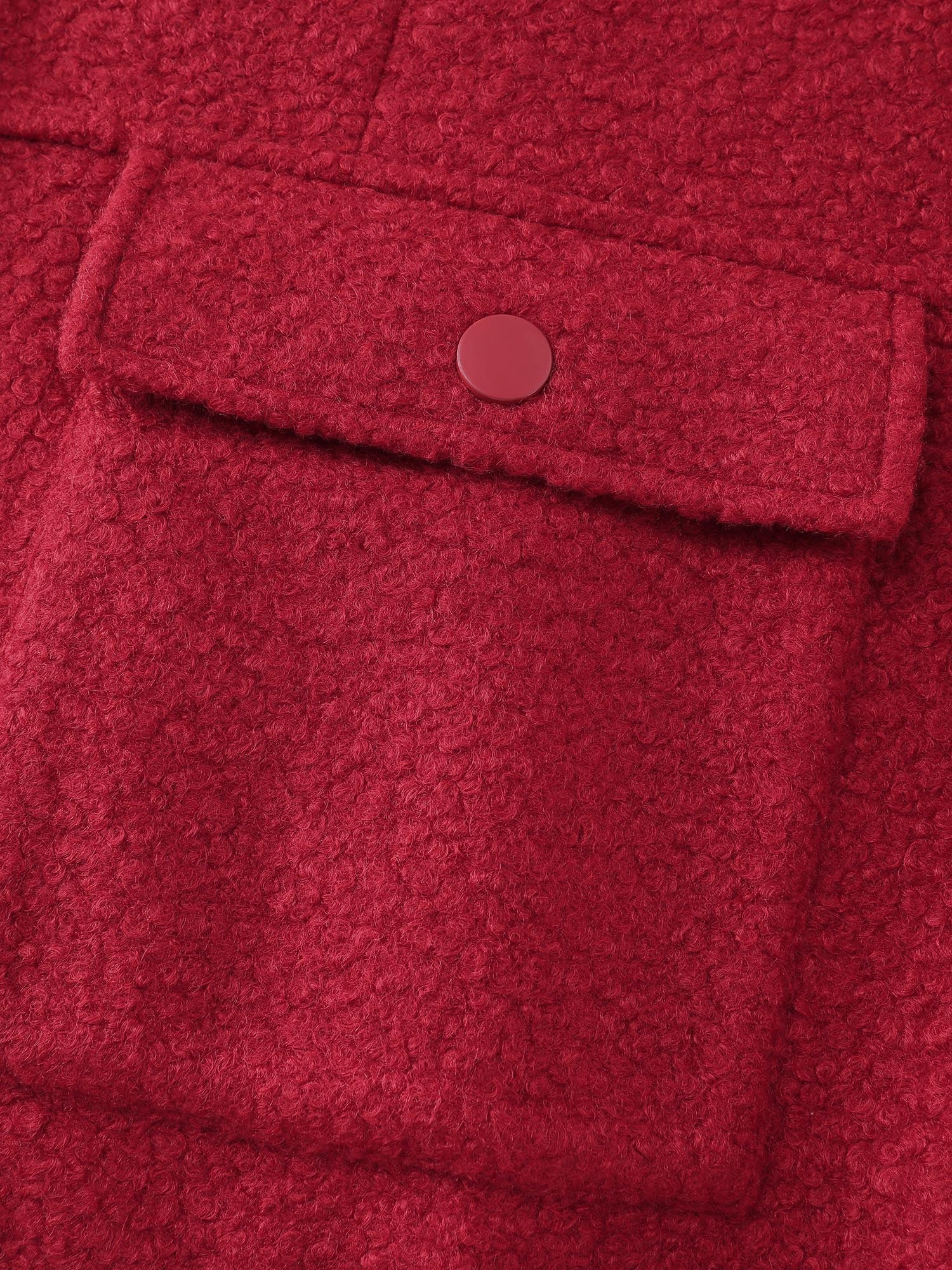Textured Fuzzy Button Stretchy Hem Jacket - Image 7