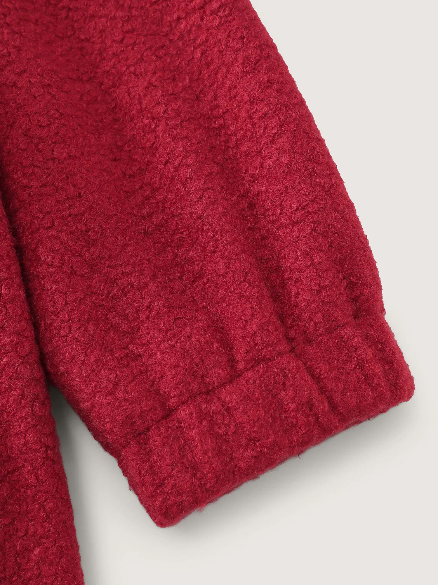 Textured Fuzzy Button Stretchy Hem Jacket - Image 8