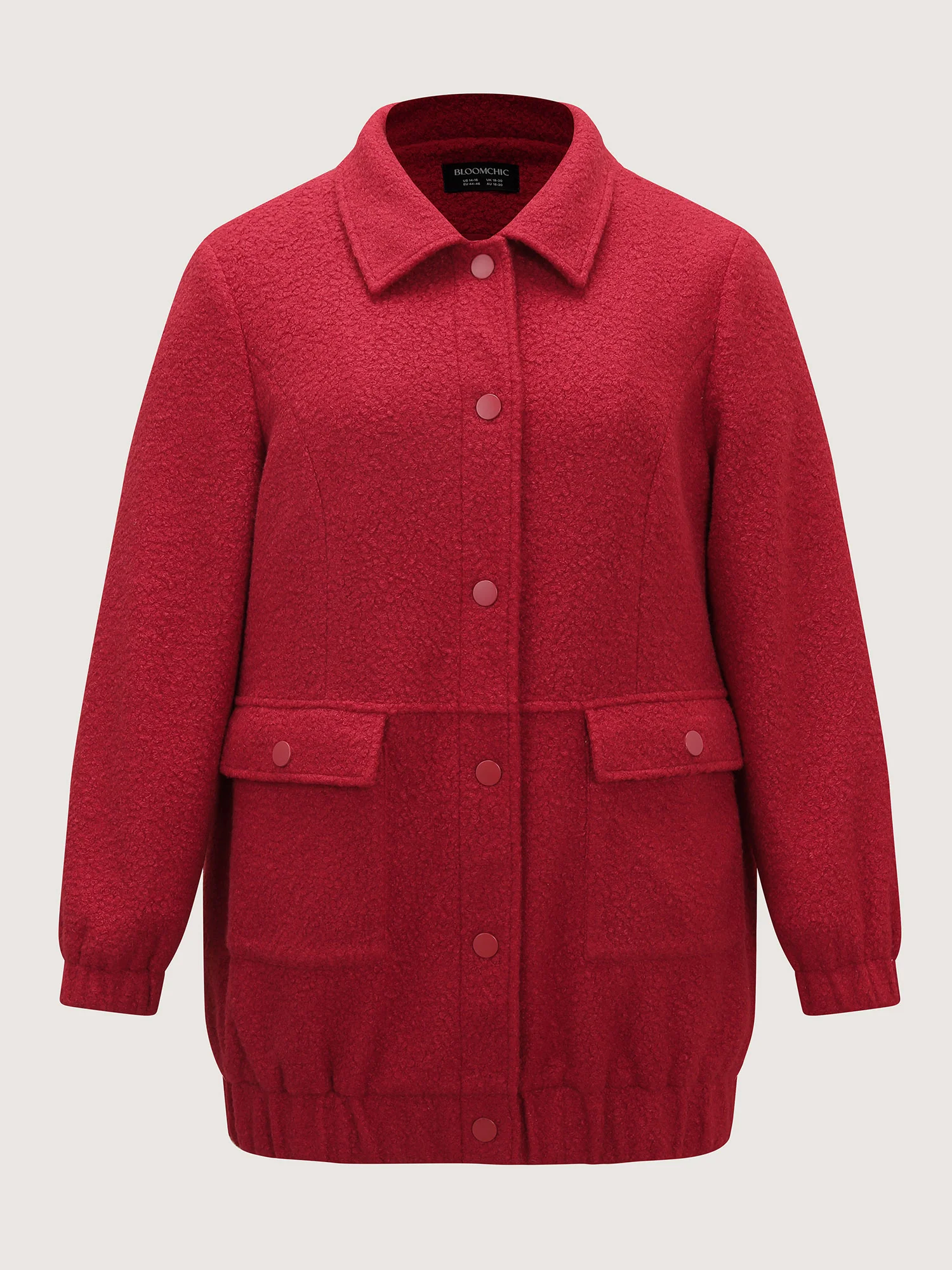 Textured Fuzzy Button Stretchy Hem Jacket - Image 9