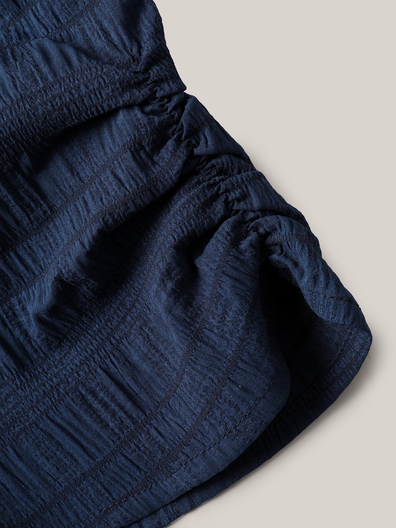 Textured Gathered Sleeve Split Neck Blouse - Image 13
