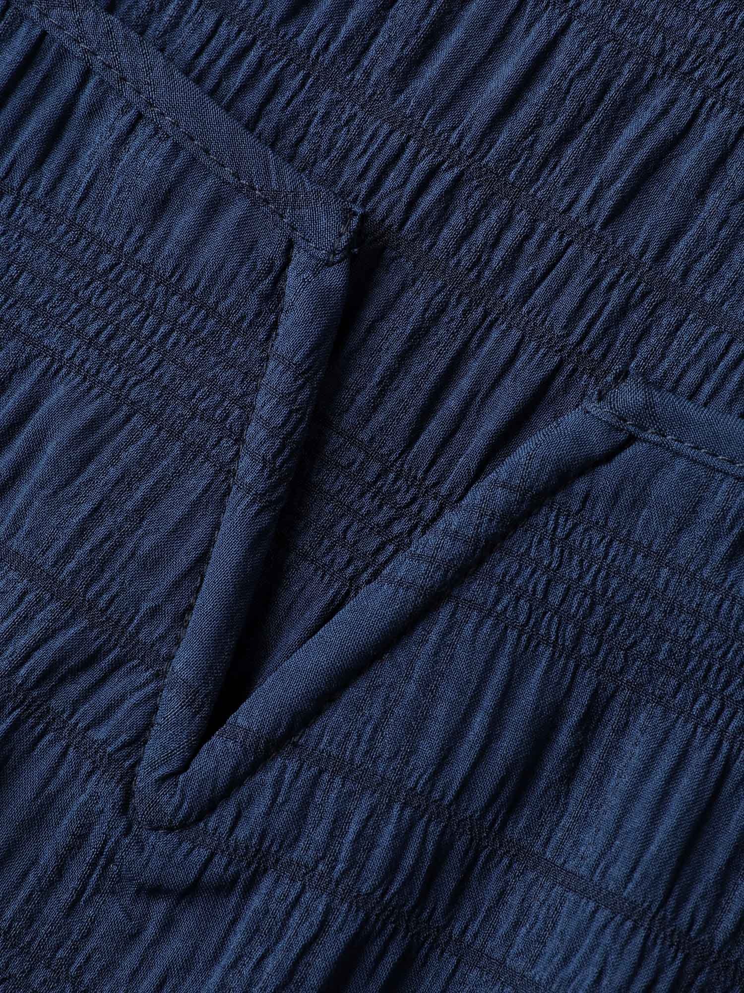 Textured Gathered Sleeve Split Neck Blouse - Image 14