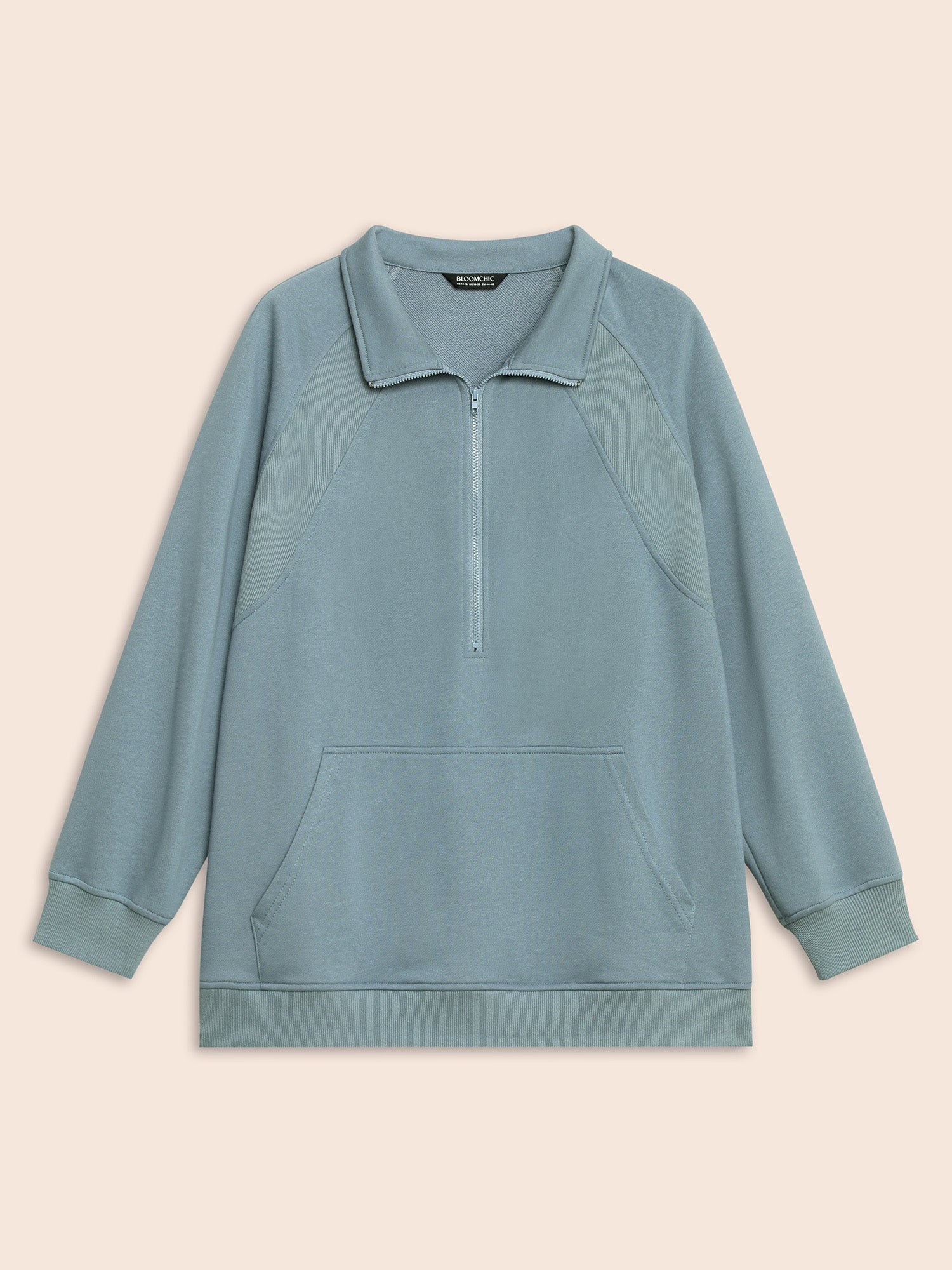 Textured Half Zip Patchwork Sweatshirt - Image 7