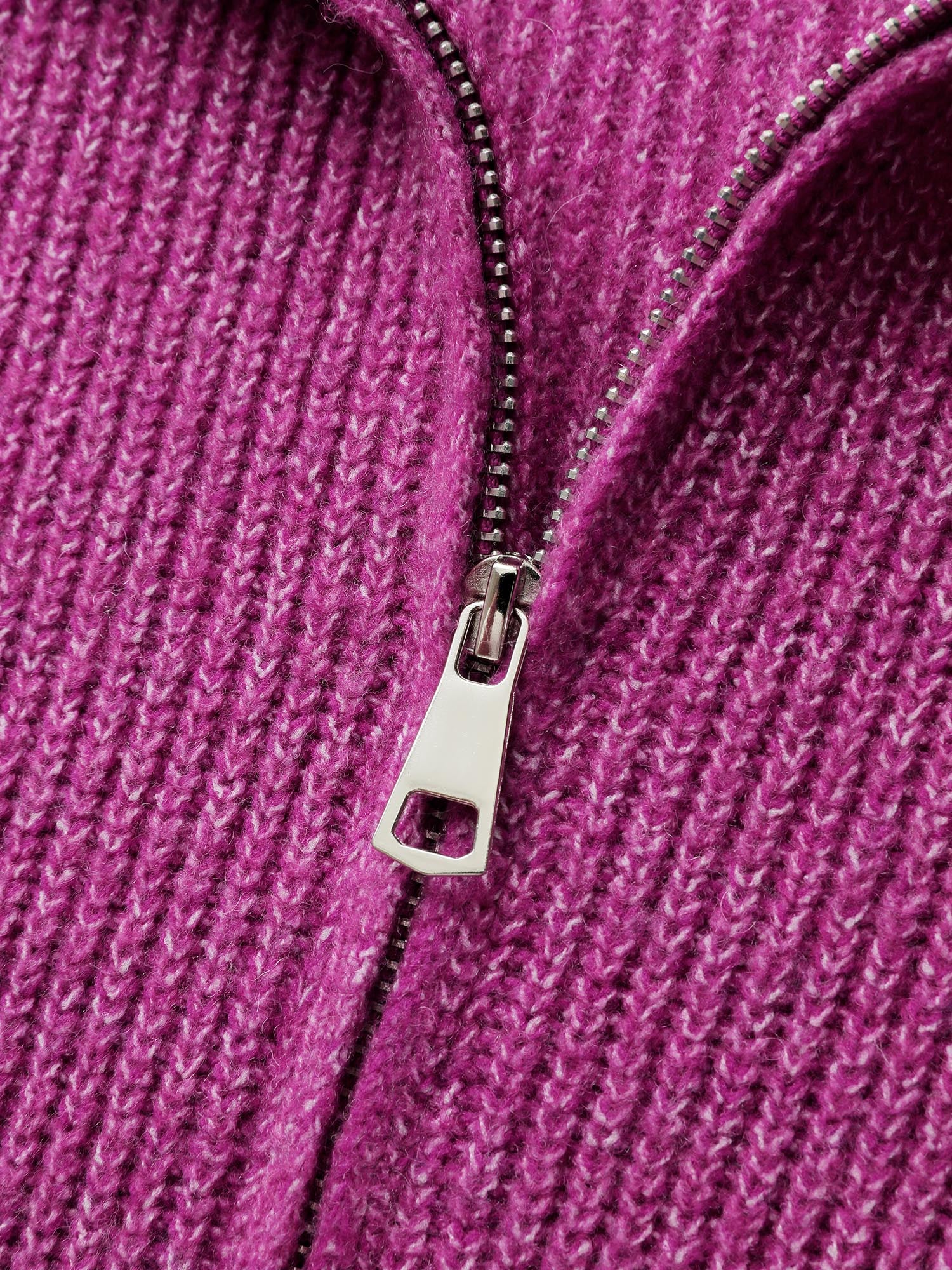 Textured Half Zipper Lapel Collar Pullover - Image 6