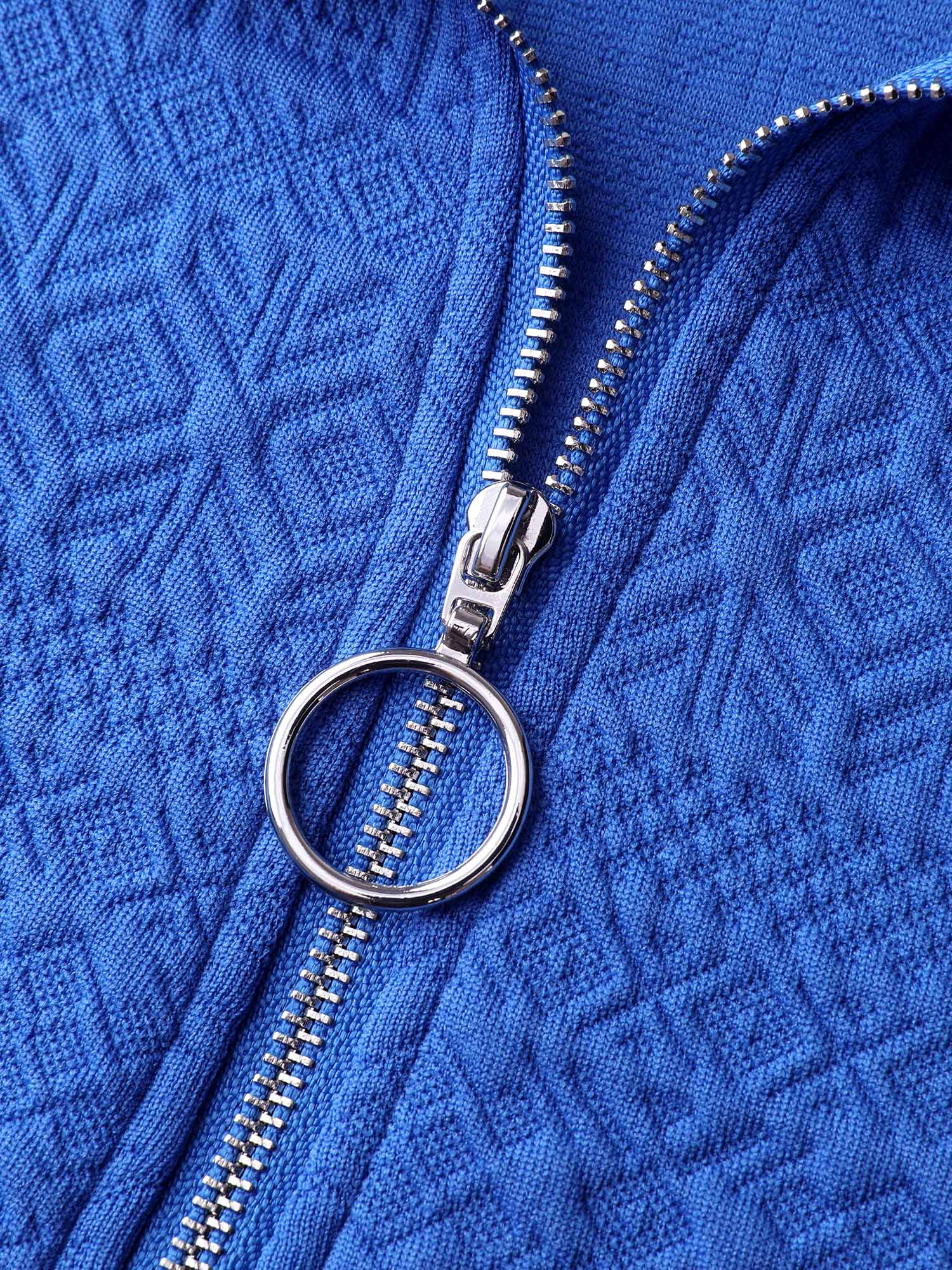 Textured Half-Zipper Stretchy Sweatshirt - Image 6