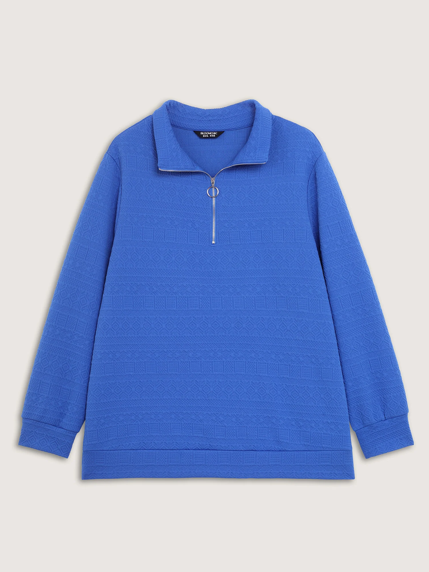 Textured Half-Zipper Stretchy Sweatshirt - Image 8