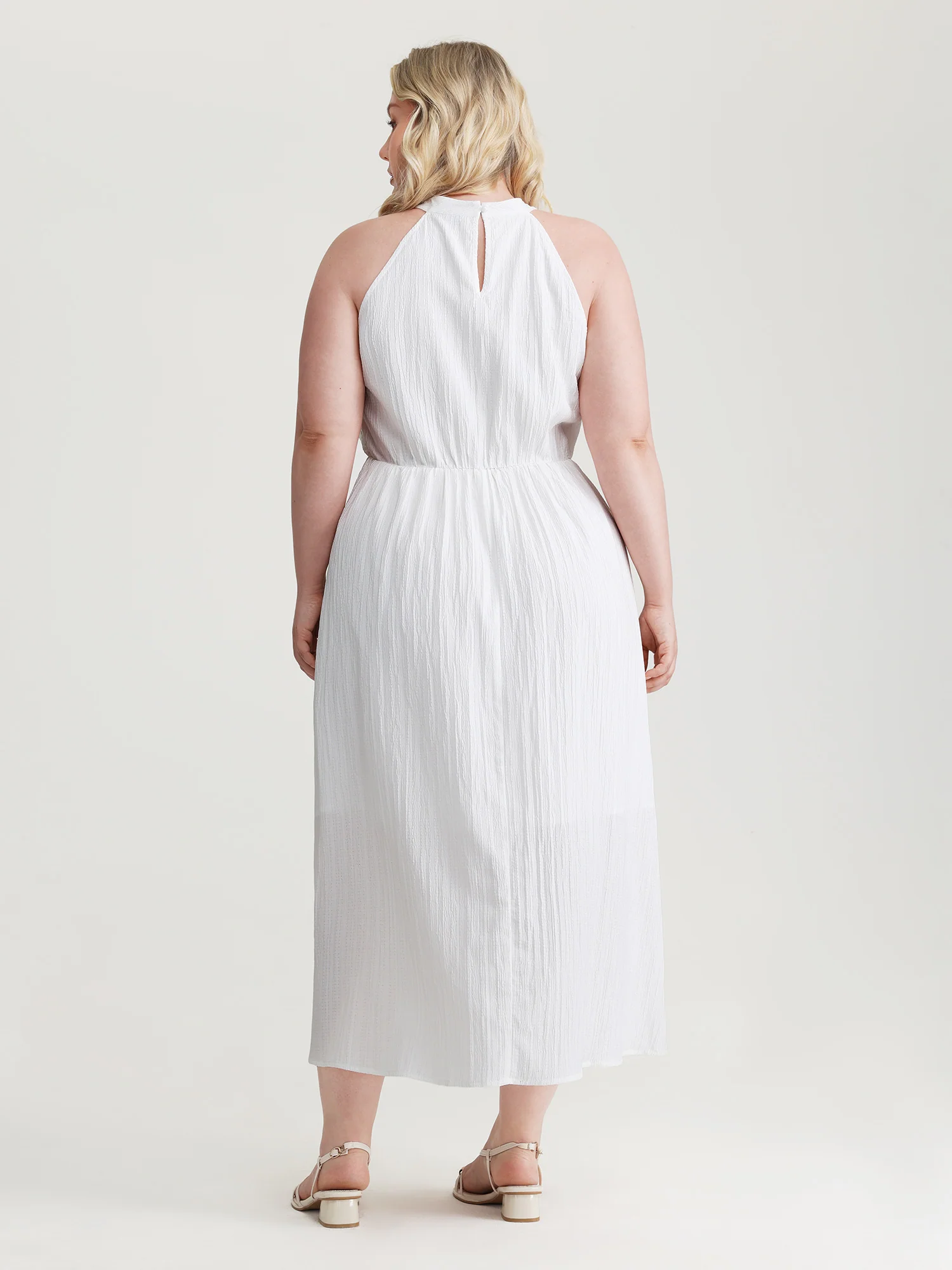 Timeless Lace Trim Halter Neckline Maxi Dress - Image 5