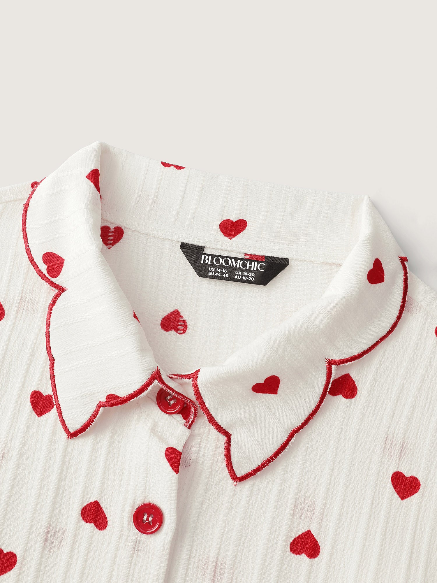 Textured Heart Embroidered Collar Blouse - Image 6