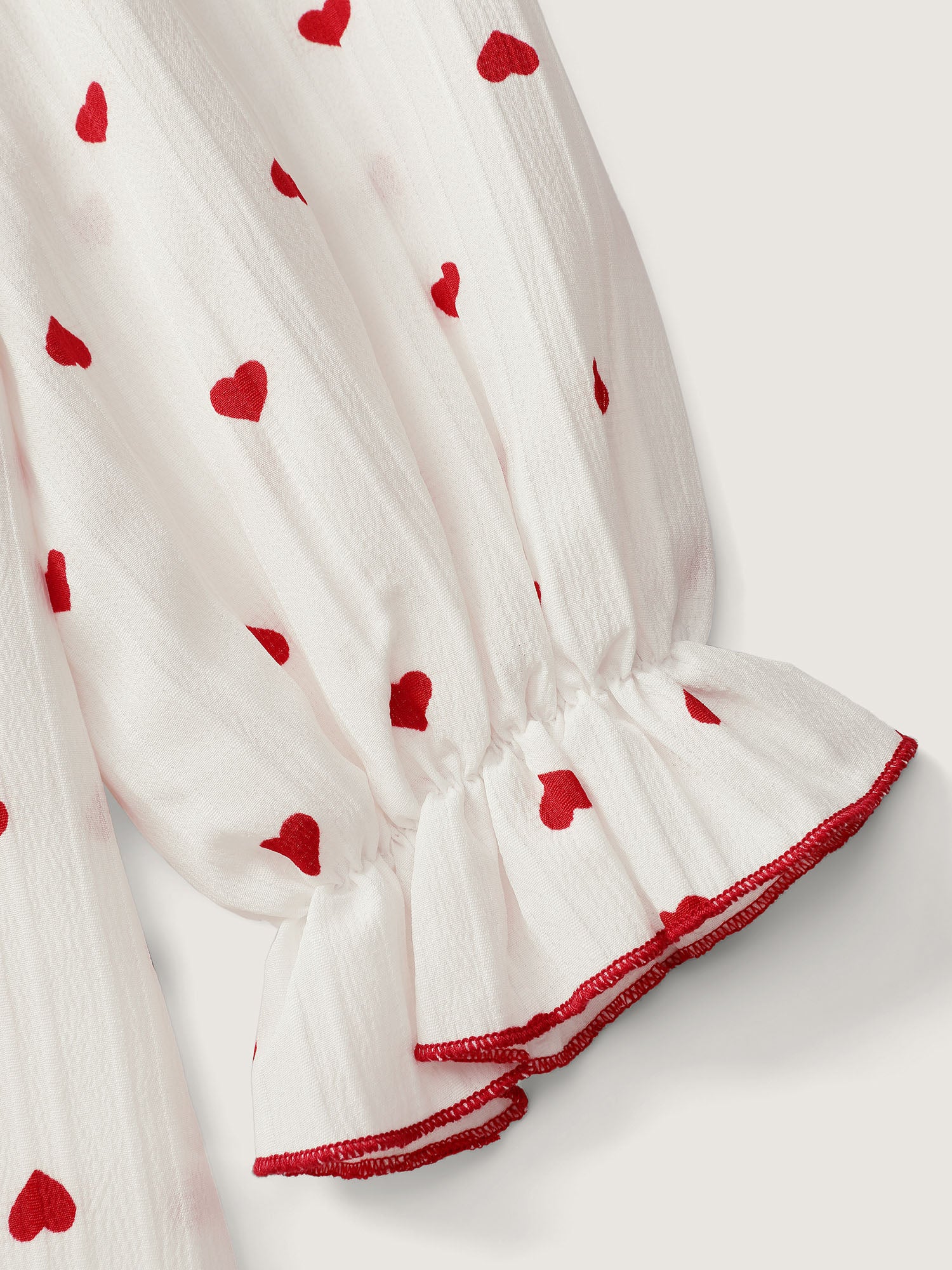 Textured Heart Embroidered Collar Blouse - Image 7