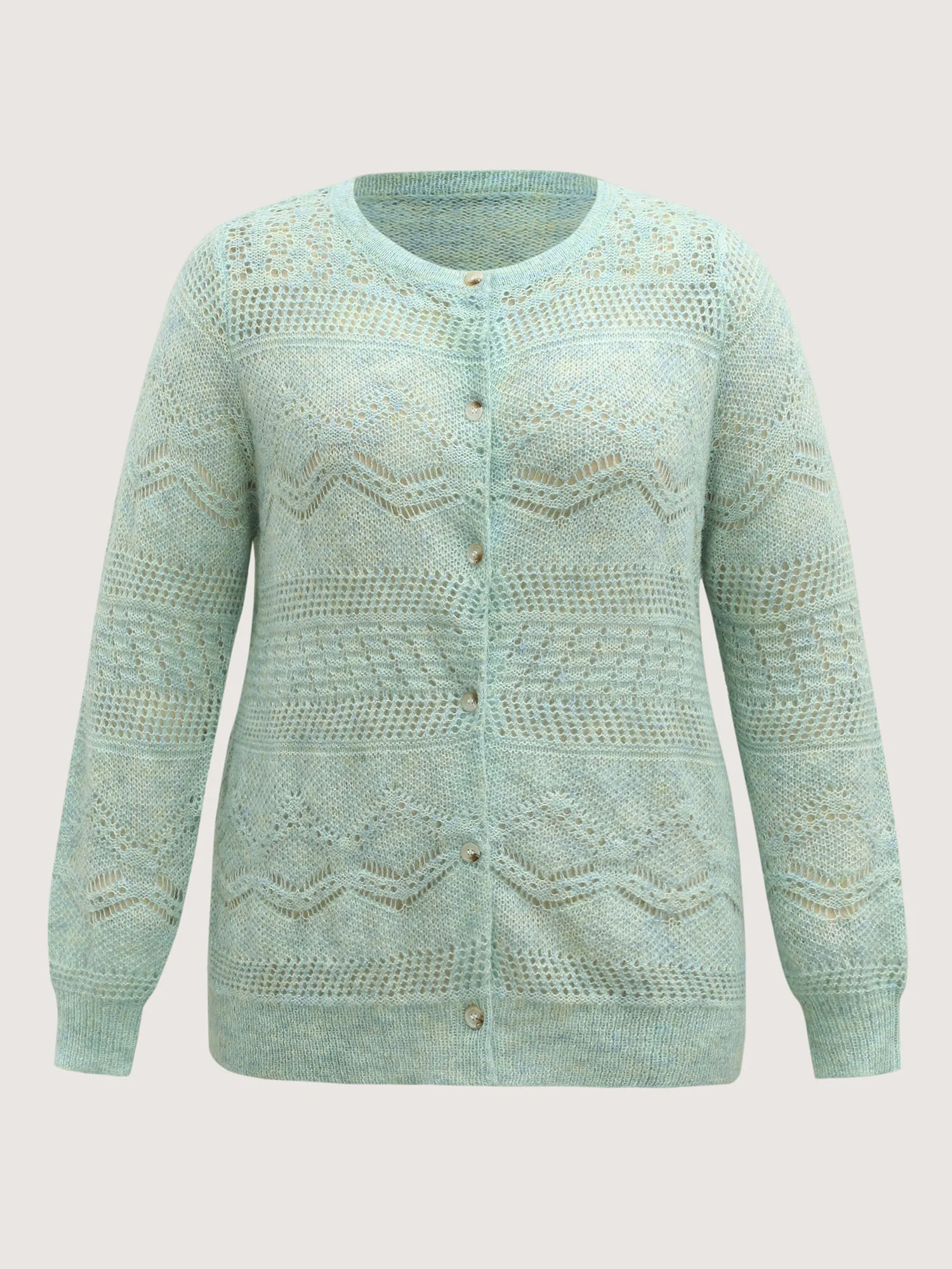 Textured Heather Button Front Knit Cardigan - Image 8